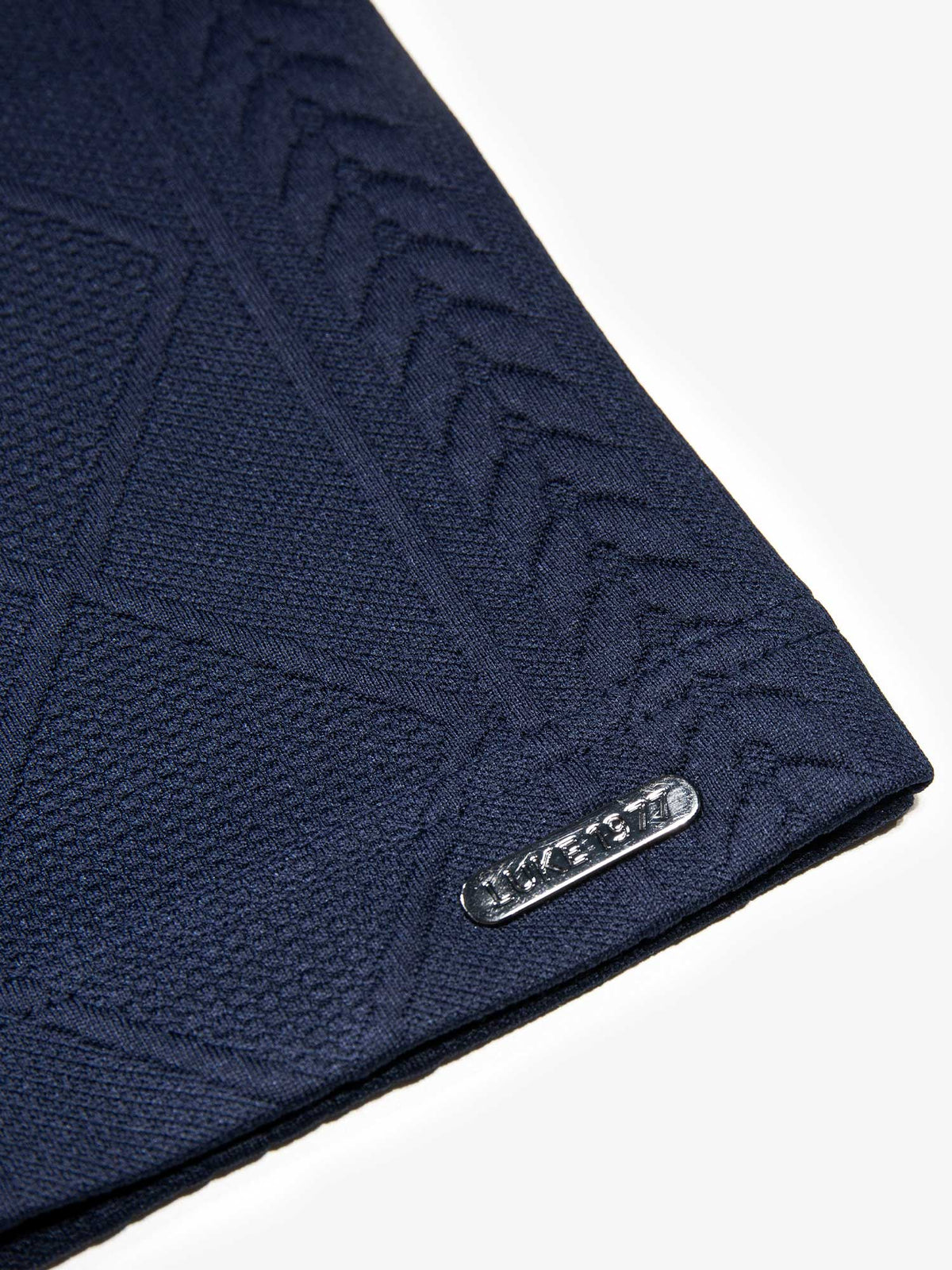 Men's navy polo shirt with polo collar, detail view 3