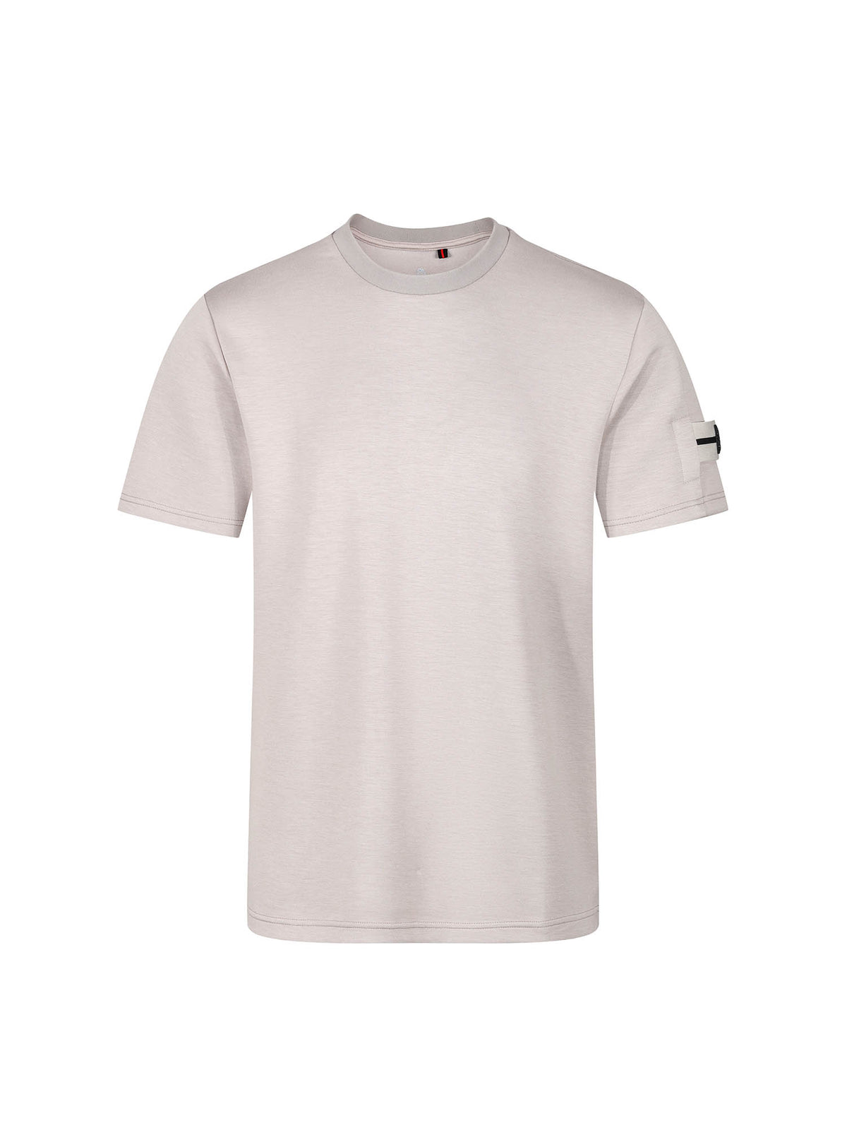Men's grey t-shirt with crew neck and short sleeves - front view.