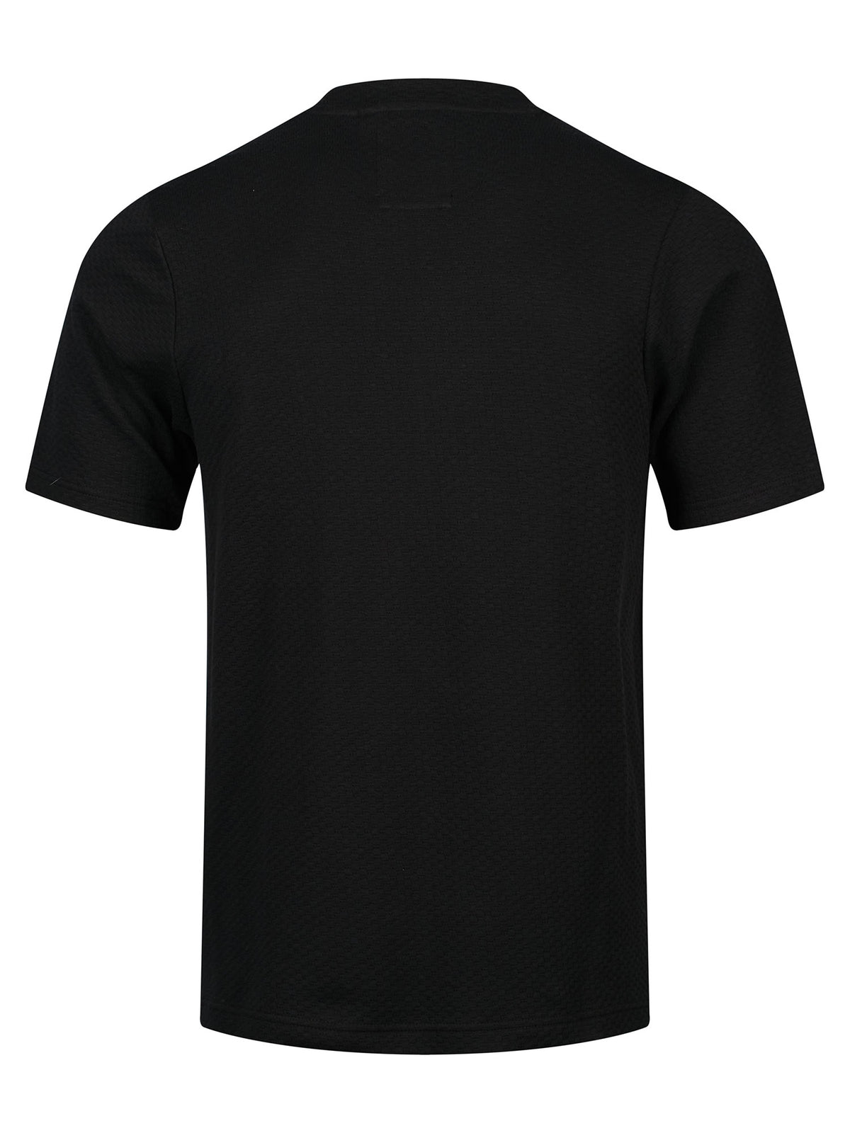 Men's black t-shirt with crew neck and short sleeves.