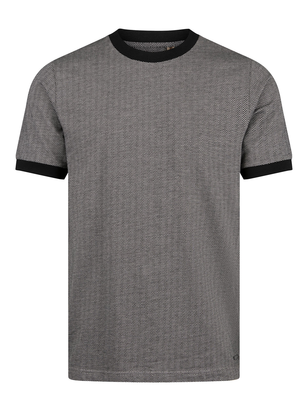 Men's grey t-shirt with crew neck and short sleeves.
