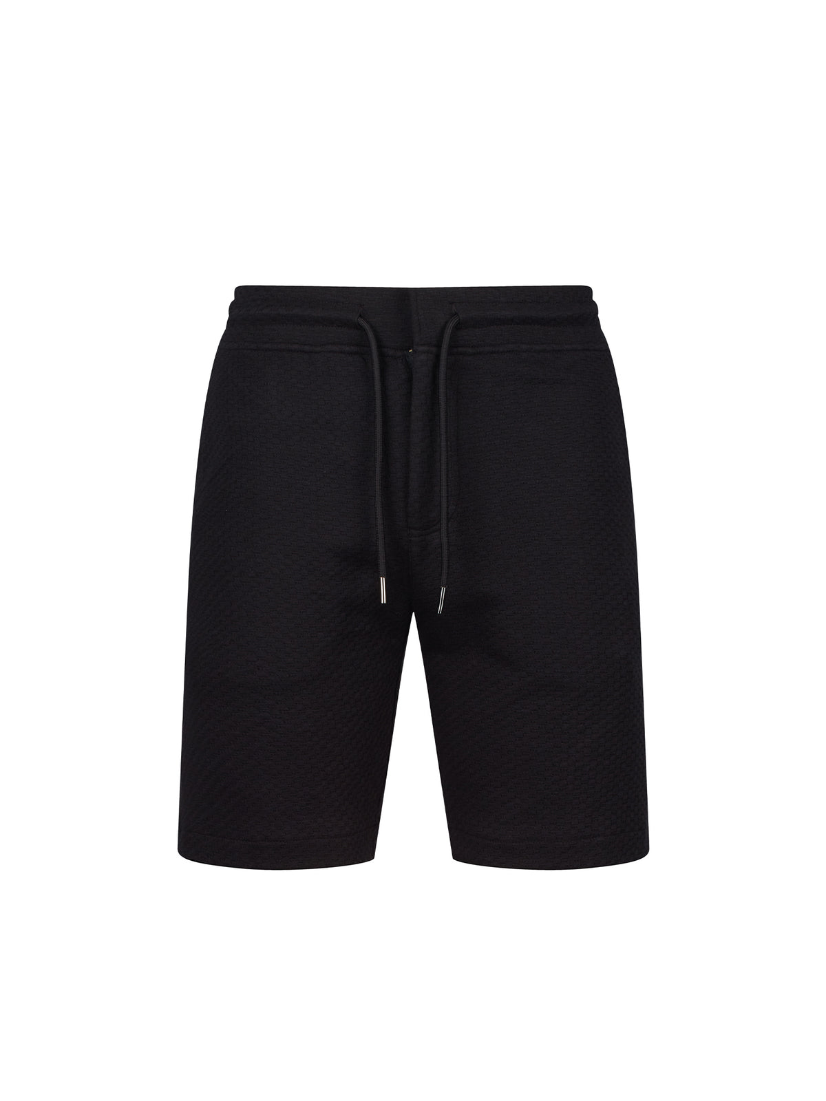 Men's black shorts with drawstring waistband.
