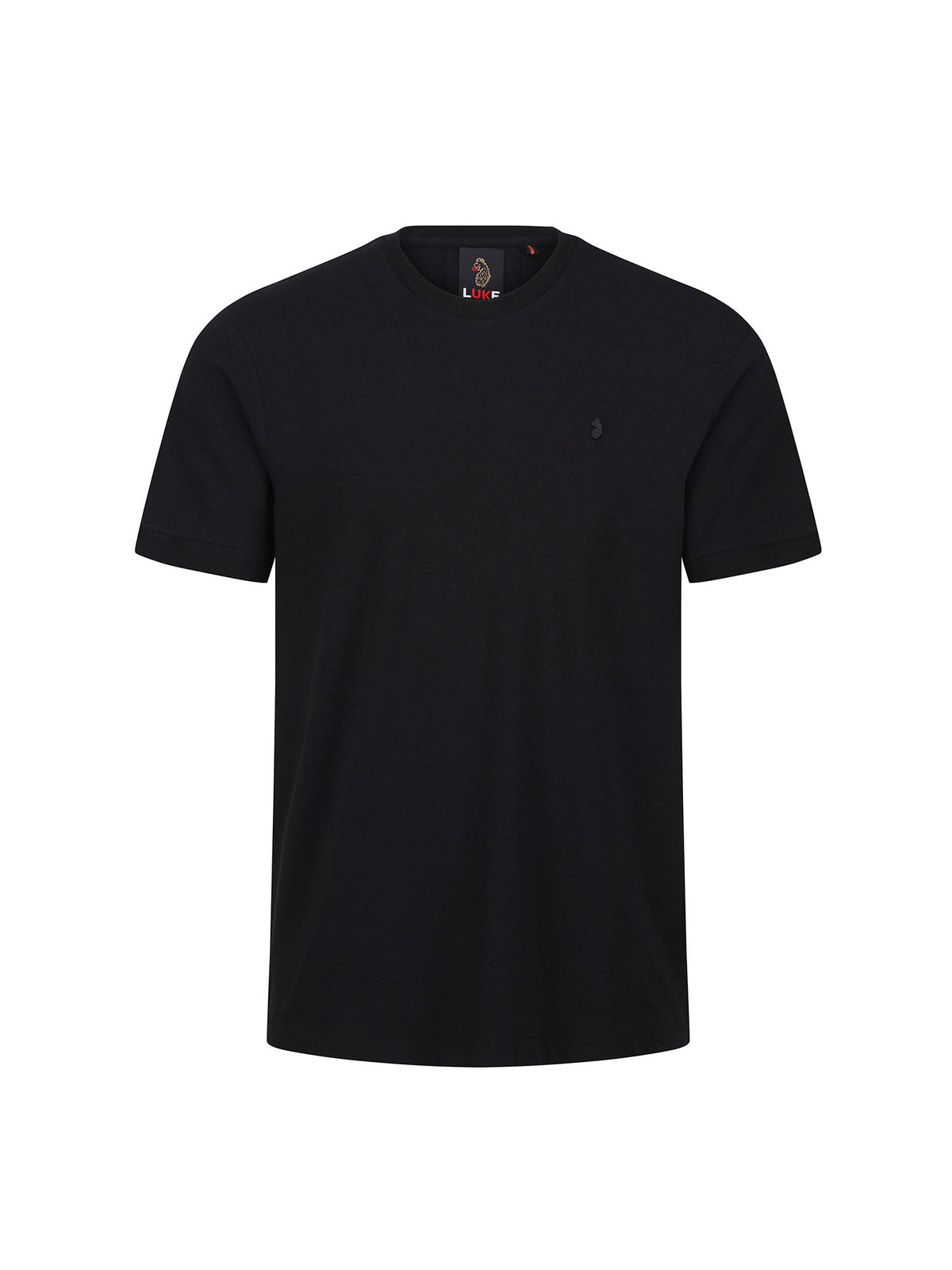 LUKE 1977 Shanghai men's Modal crew neck t-shirt in black with button cuff detail and lion head rivet