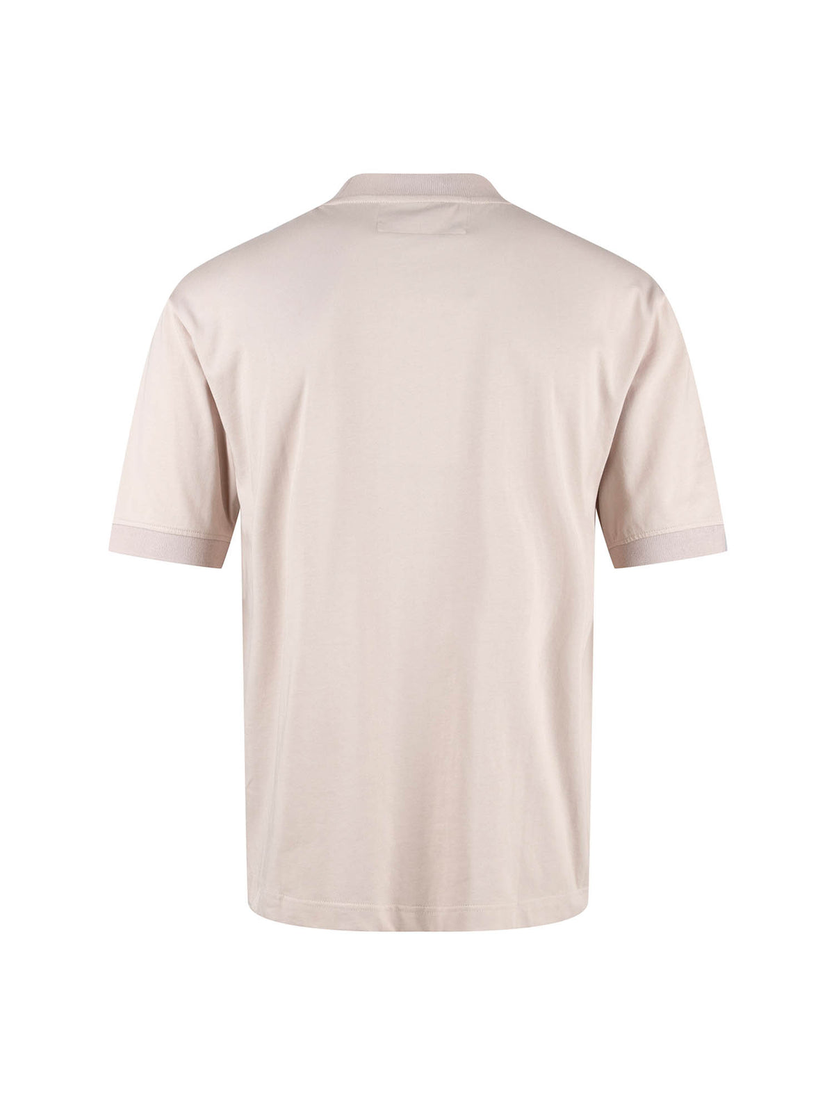Men's beige t-shirt with crew neck and short sleeves.