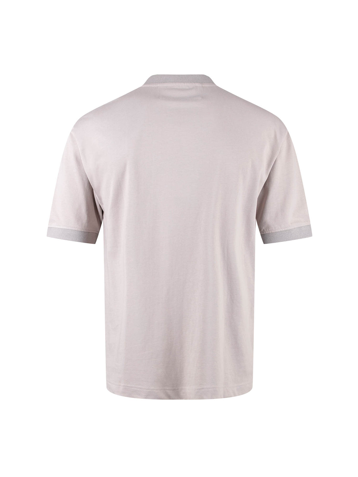 Men's grey t-shirt with crew neck and short sleeves - back view.