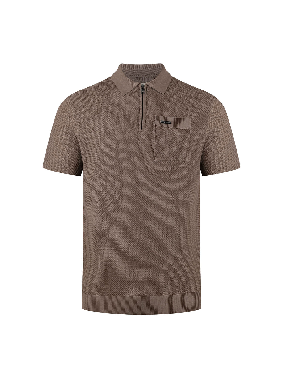 Swell Knitted Zip Neck Polo Shirt - Brown