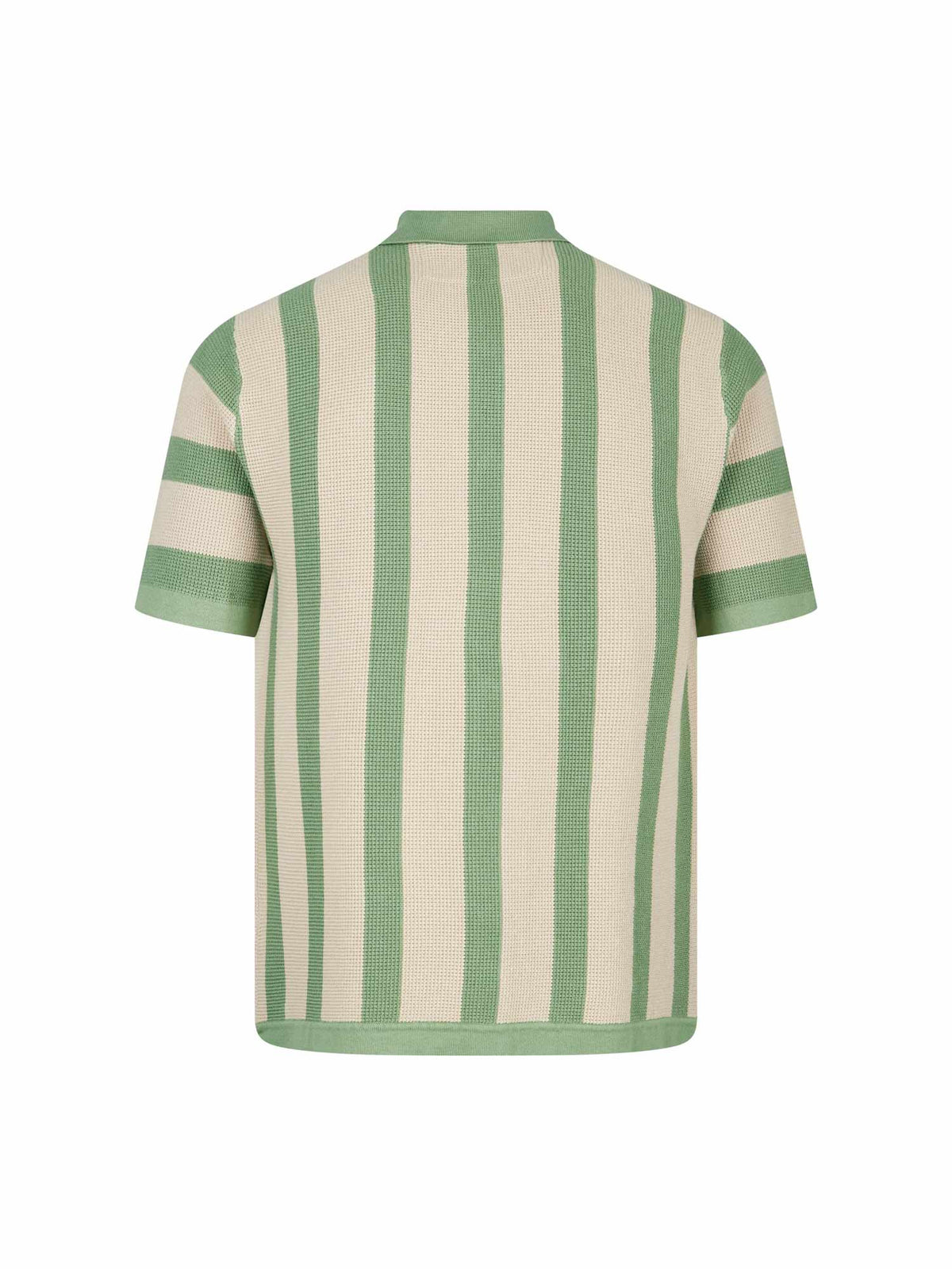 Men's green knitted polo with polo collar, back view
