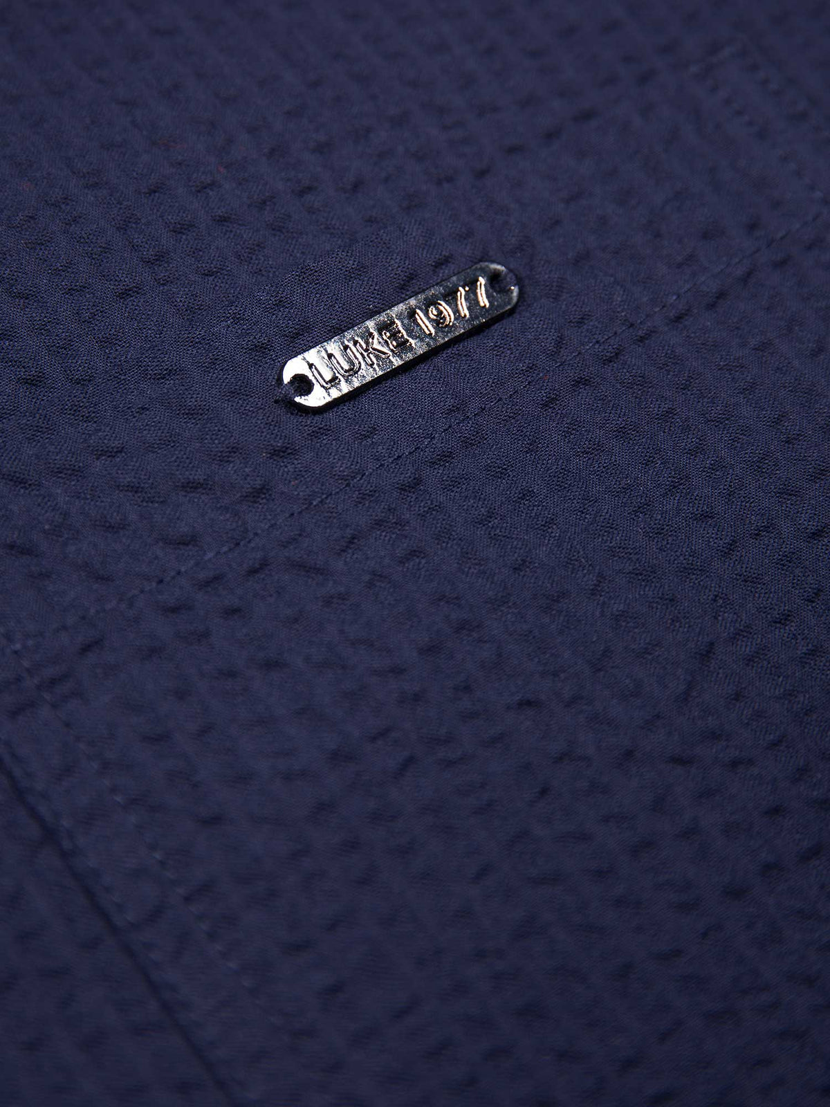 Men's navy shirt with button-up front, detail view 3