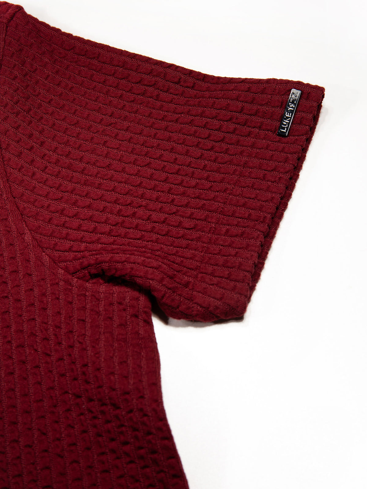 Men's red shirt with button-up front.