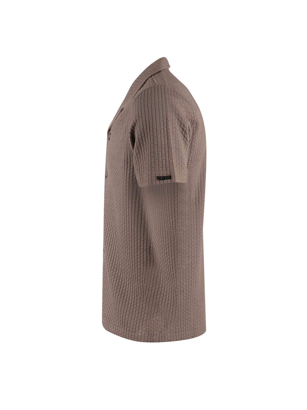 Men's brown shirt with button-up front.