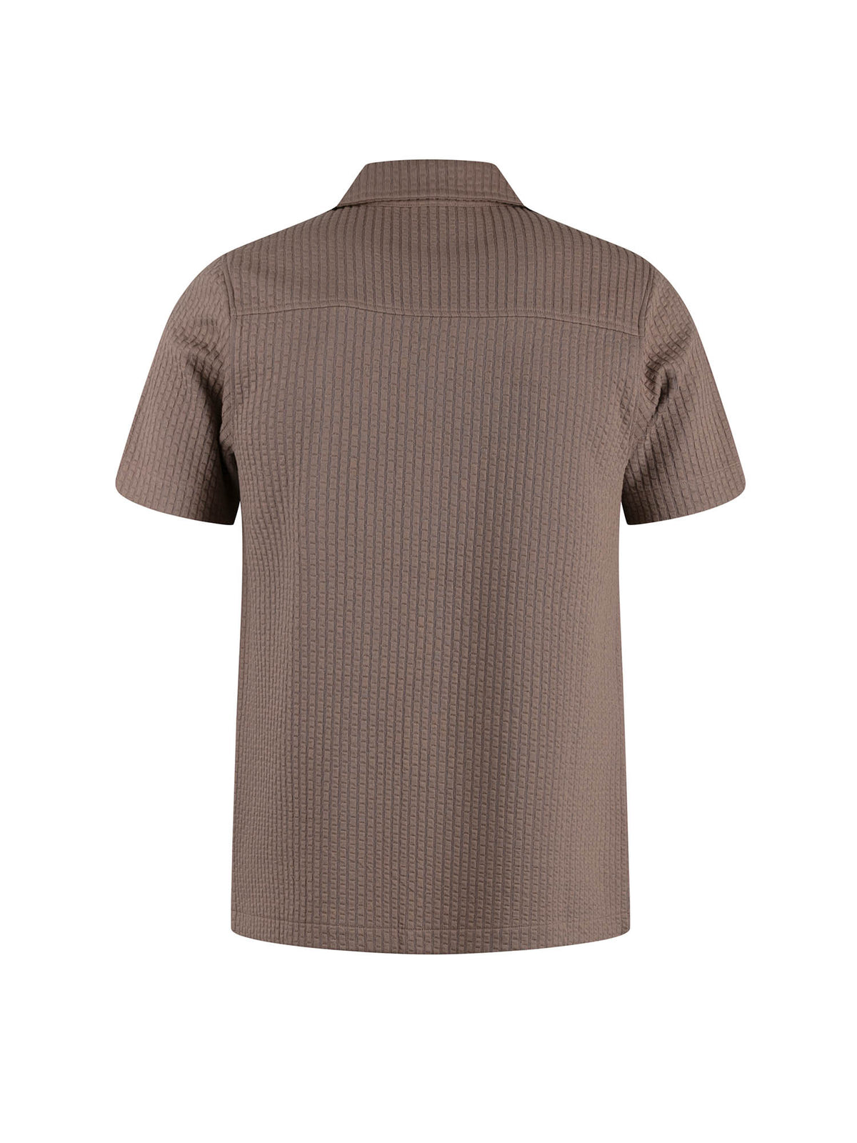 Men's brown shirt with button-up front.