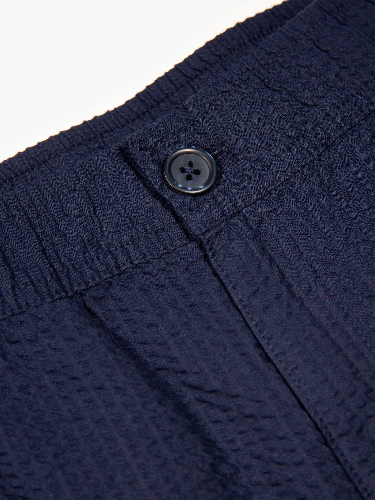 Men's navy shorts with drawstring waistband, detail view 1