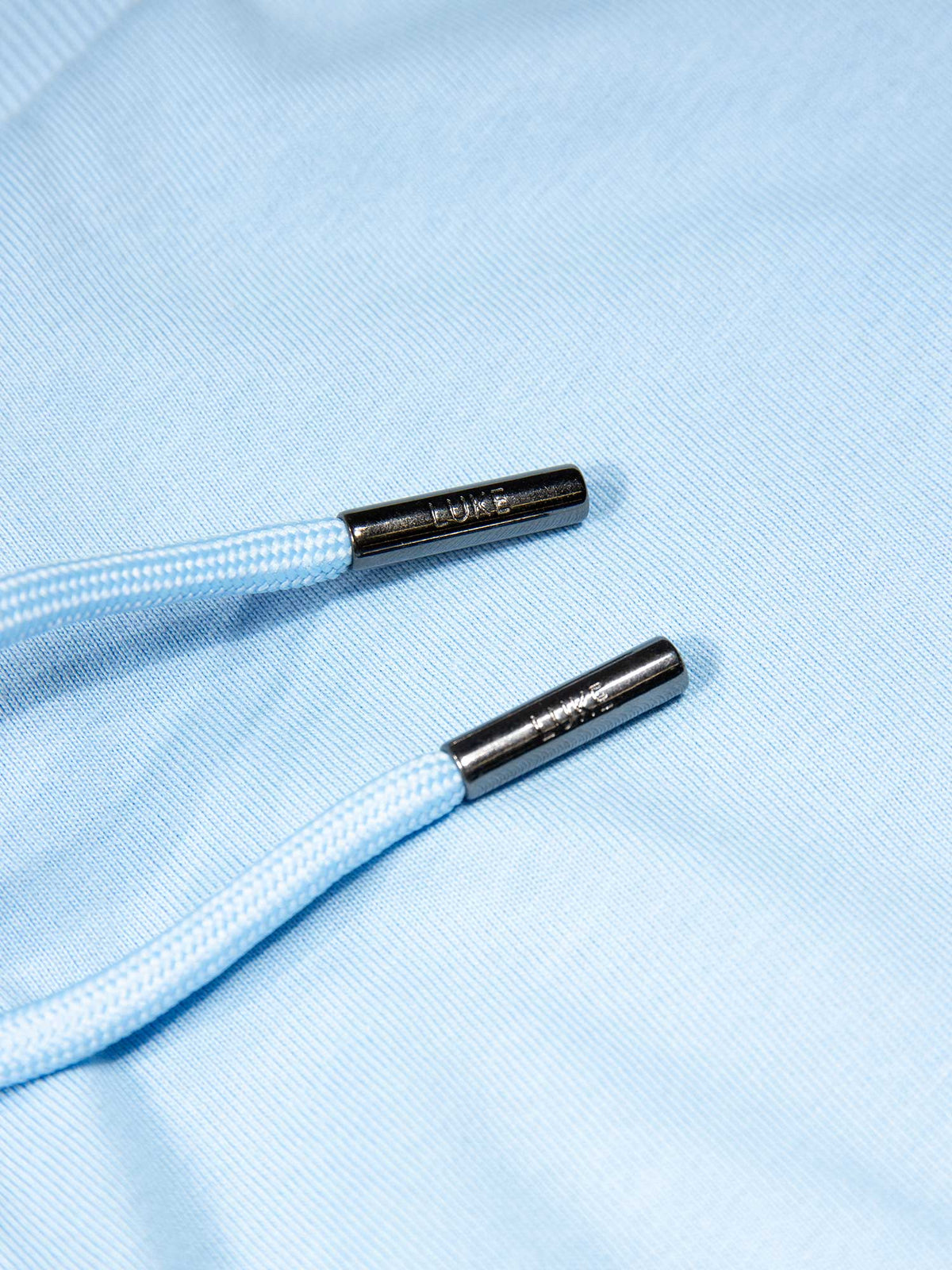 Men's blue-1 short set with short-sleeve shirt and drawstring shorts, detail view.