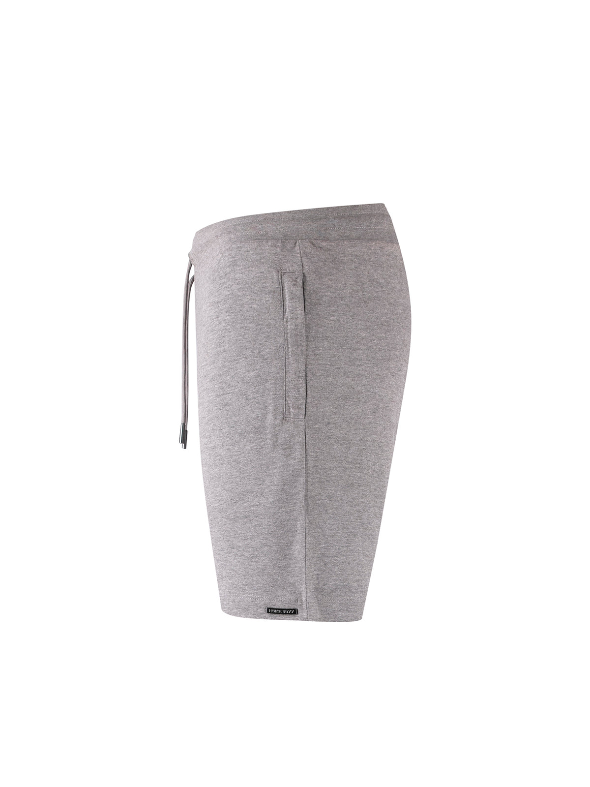 Men's grey shorts with drawstring waistband.