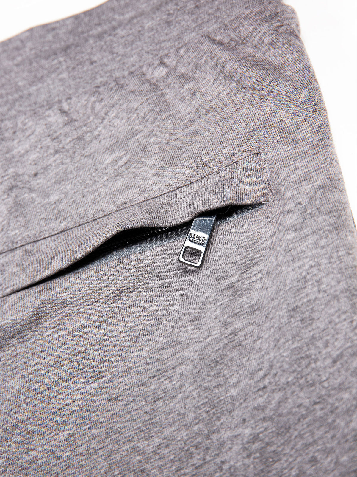 Men's grey shorts with drawstring waistband.
