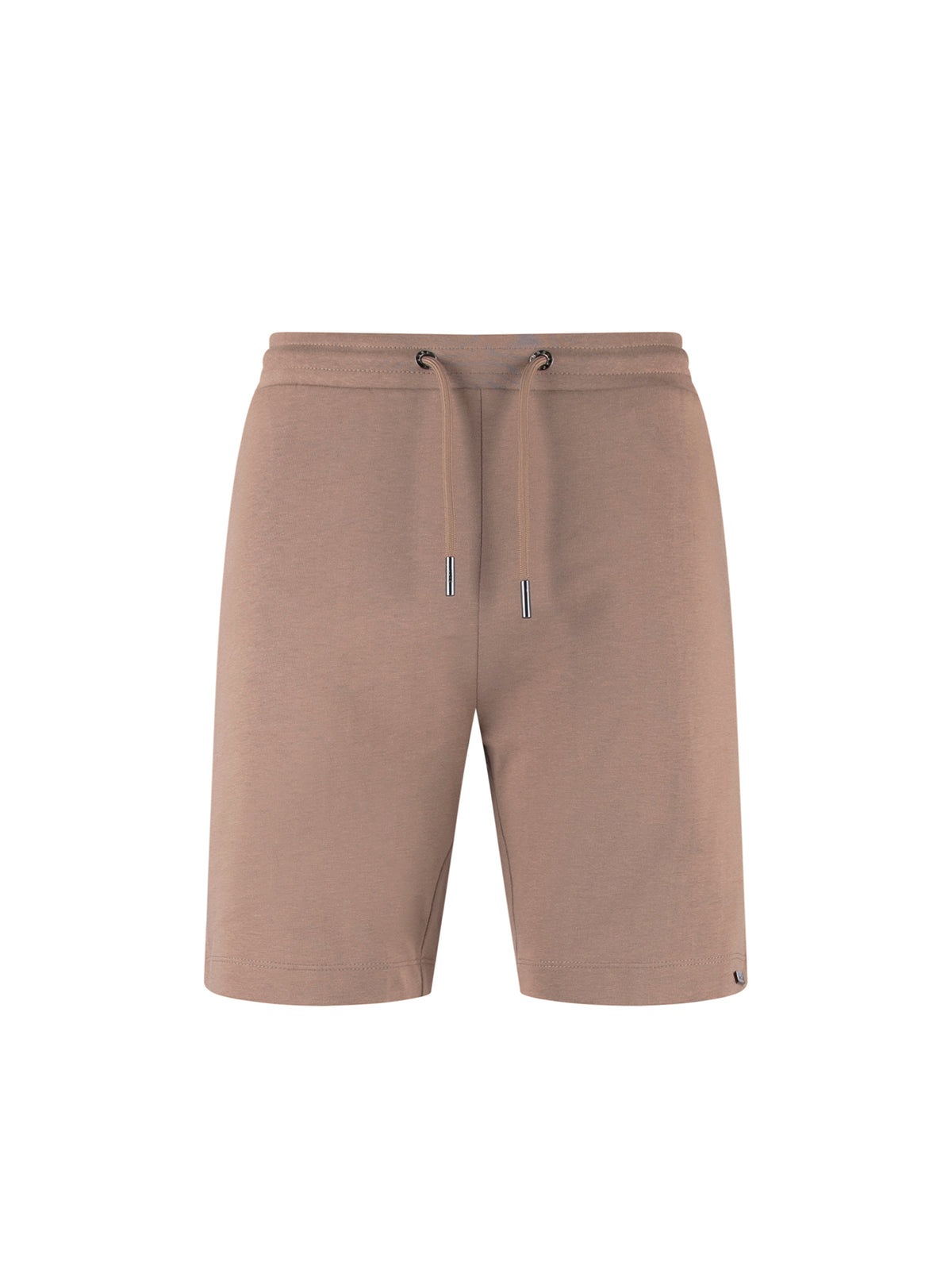Men's brown shorts with drawstring waistband.