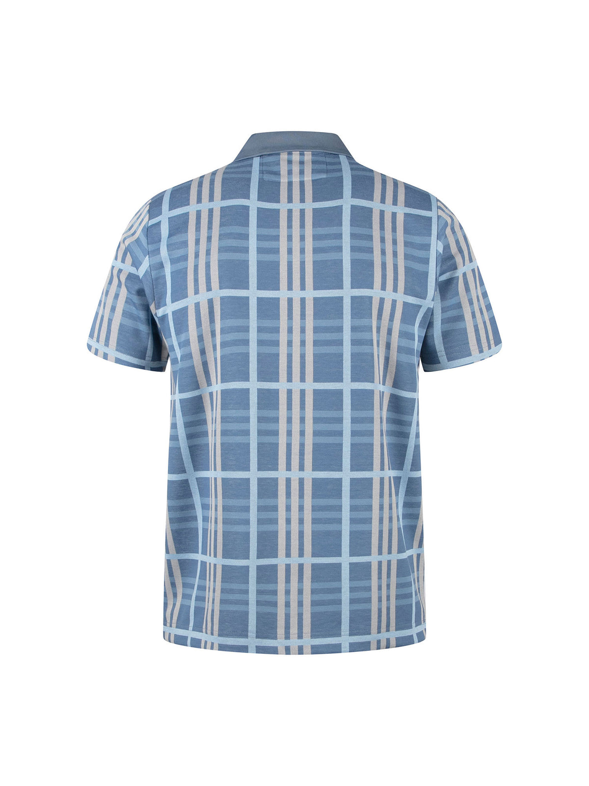 Fort Check Zip Neck Polo Shirt - Blue