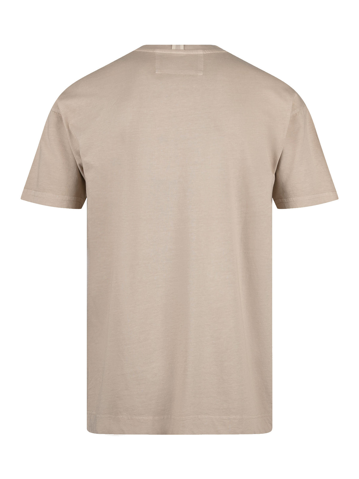 Men's beige t-shirt with crew neck and short sleeves.