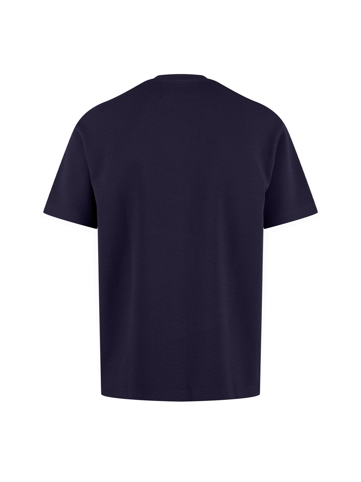Men's relaxed-fit navy t-shirt with crew neck and short sleeves, back view