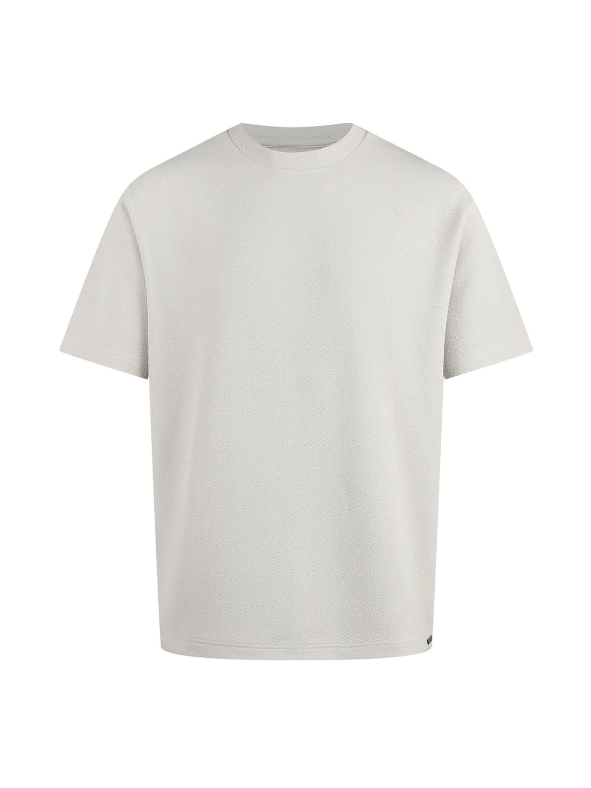 Men's grey t-shirt with crew neck and short sleeves - front view.