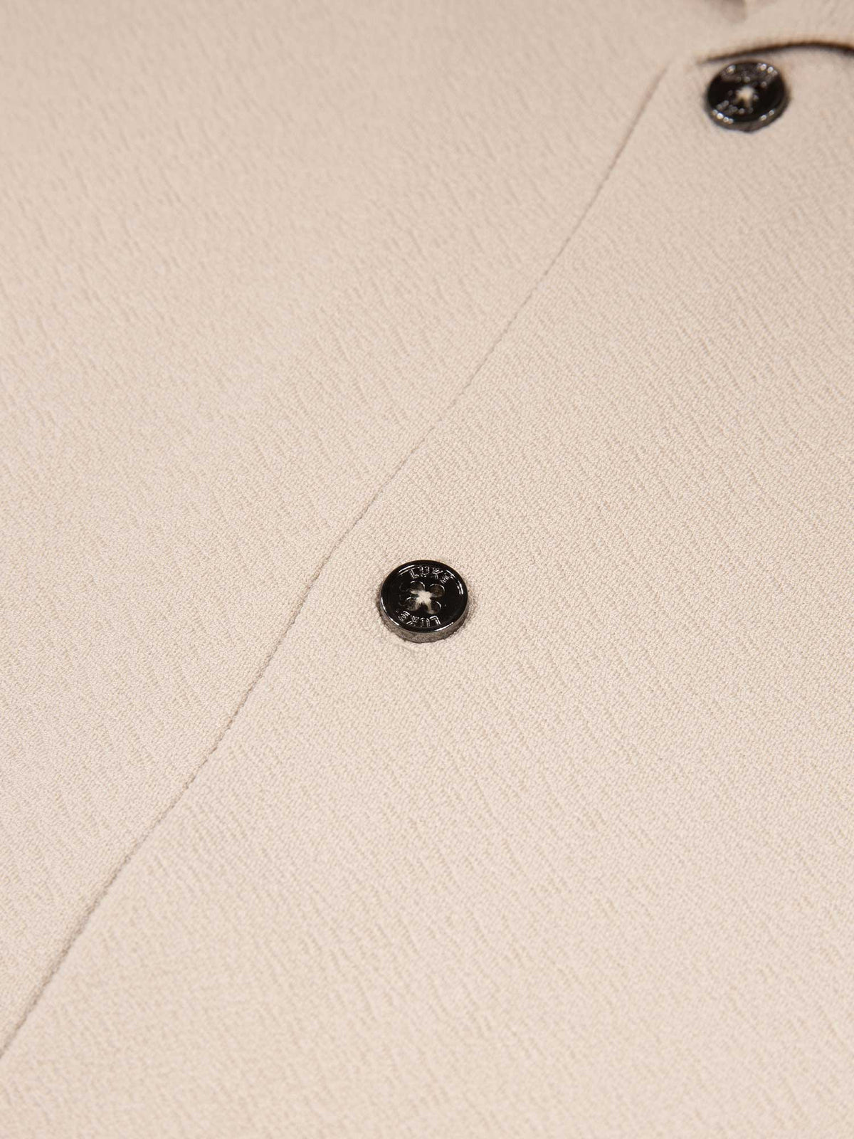 Men's beige shirt with Cuban collar and button-up front, detail view 3