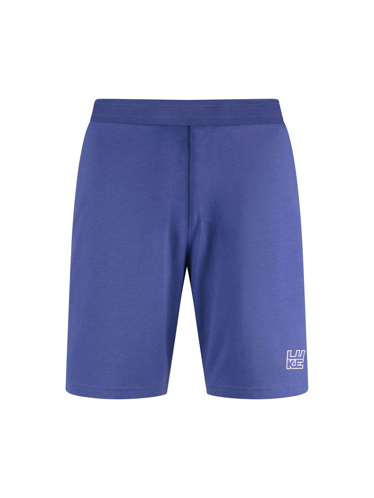 Boy's purple shorts with zip and printed, front view
