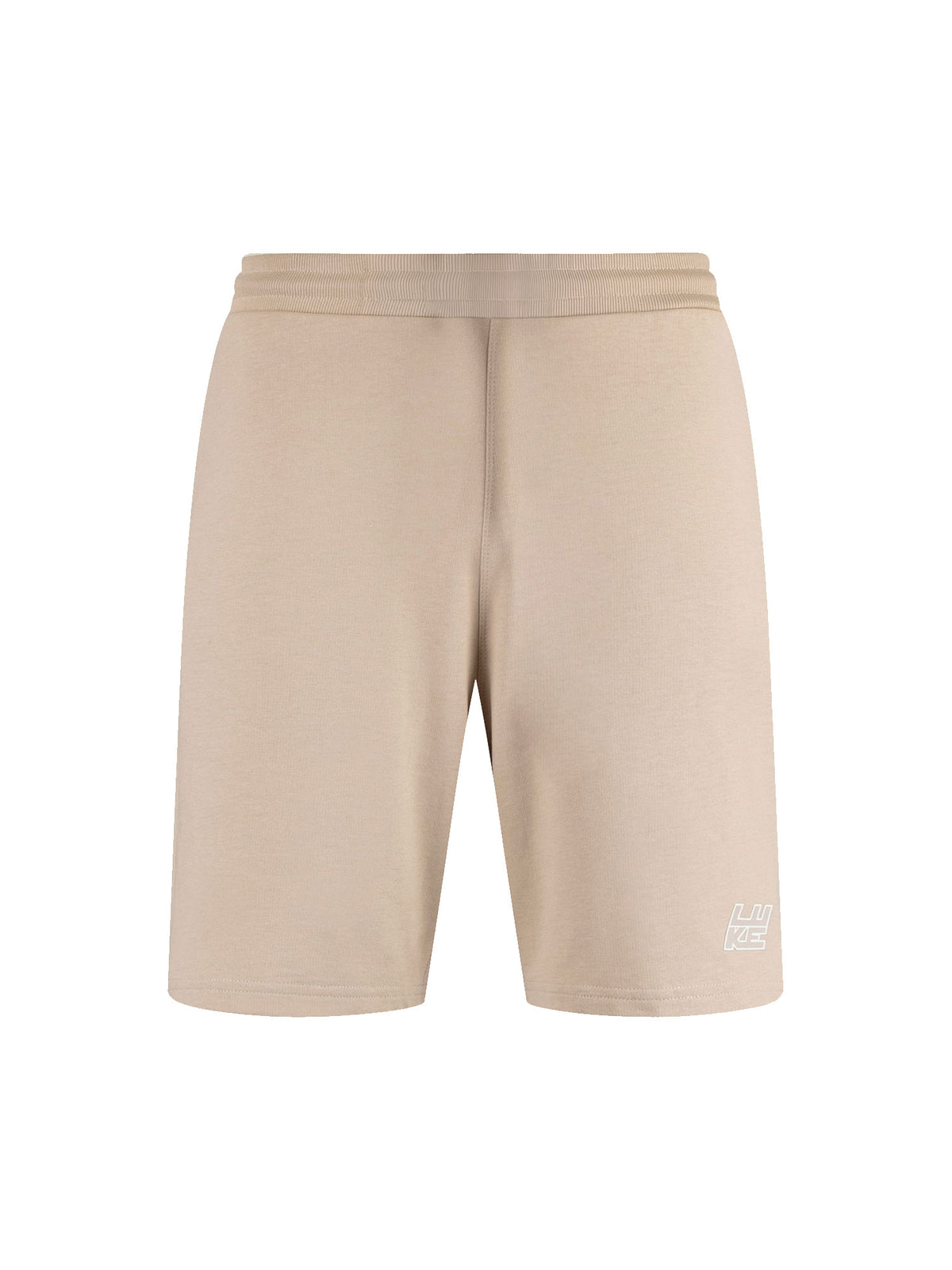 Boy's beige shorts with zip and printed, front view