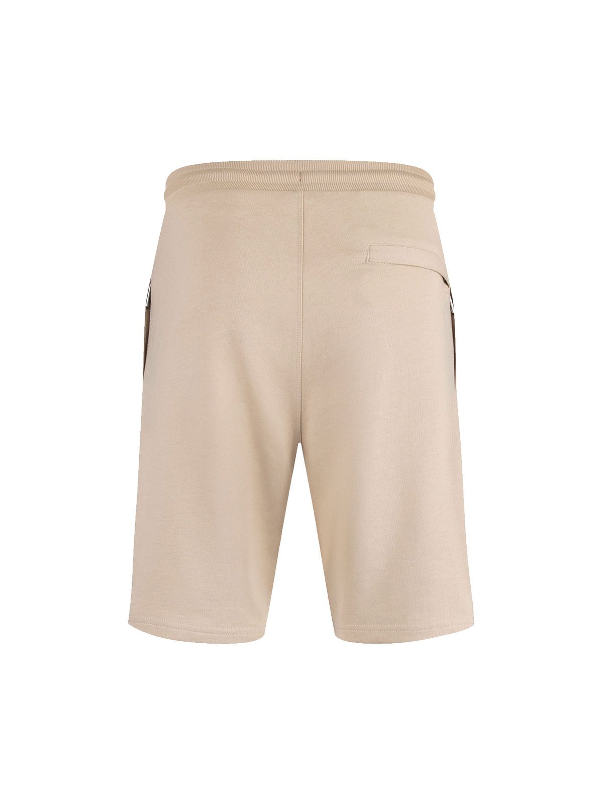 Boy's beige shorts with zip and printed, back view