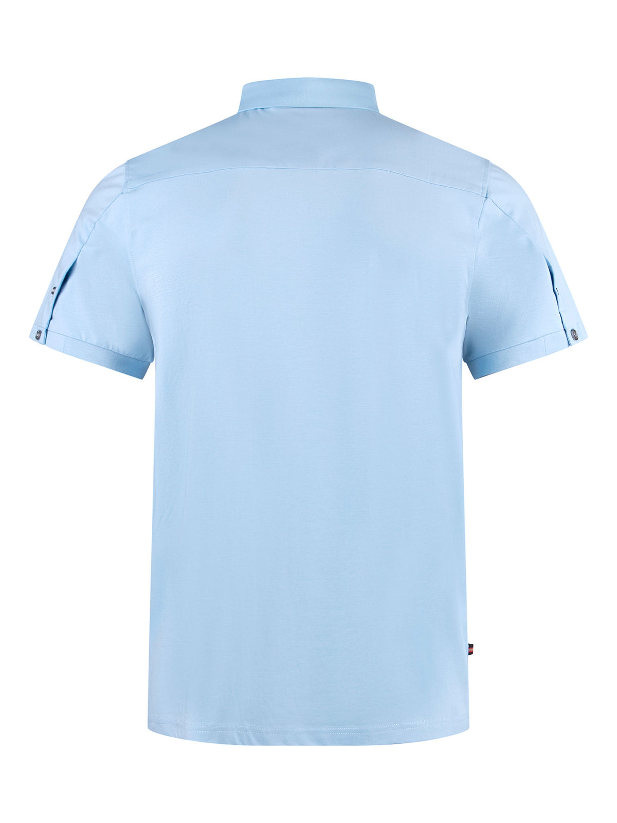 Men's blue polo shirt with polo collar, detail view 2