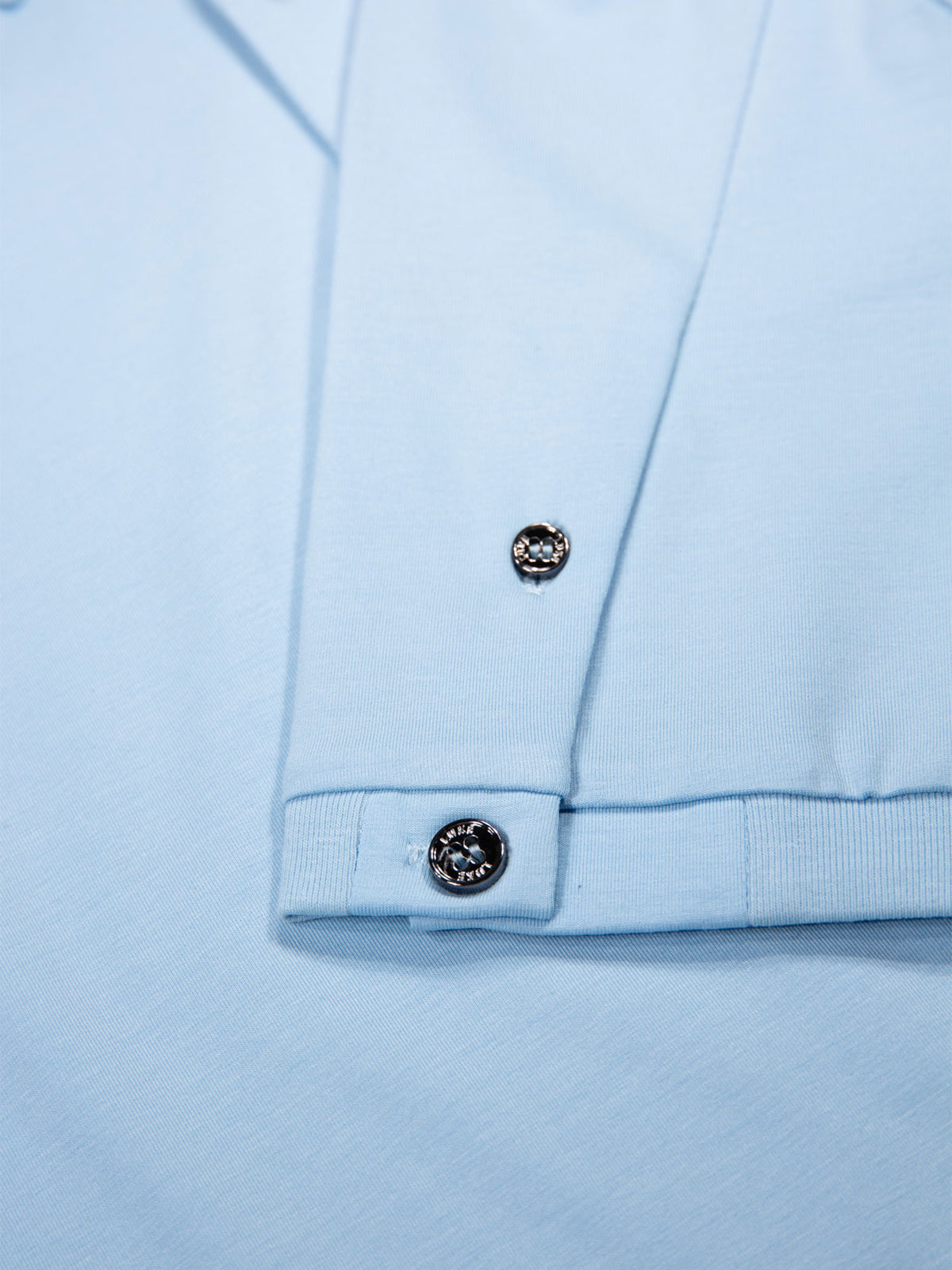 Men's blue polo shirt with polo collar, detail view 3