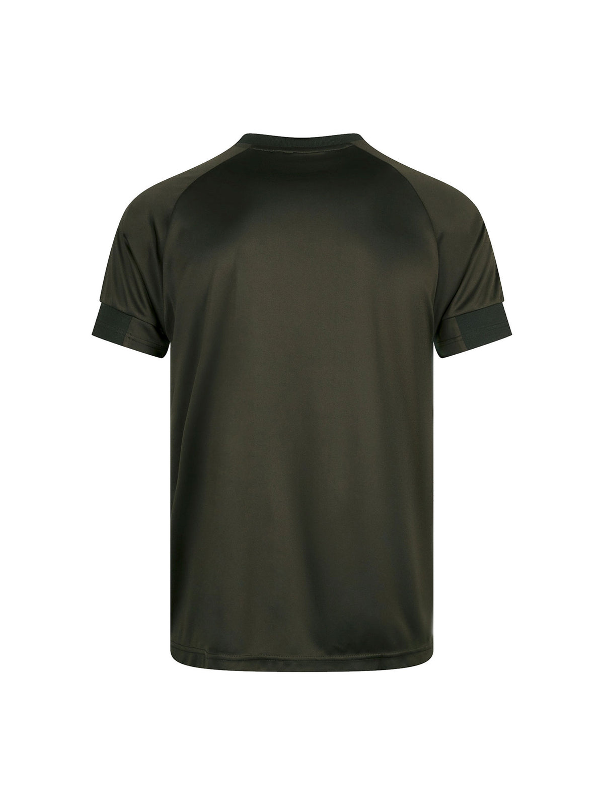 Men's green t-shirt with crew neck and short sleeves, side view