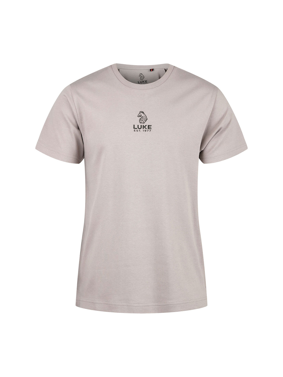 Men's grey t-shirt with crew neck and short sleeves - front view.