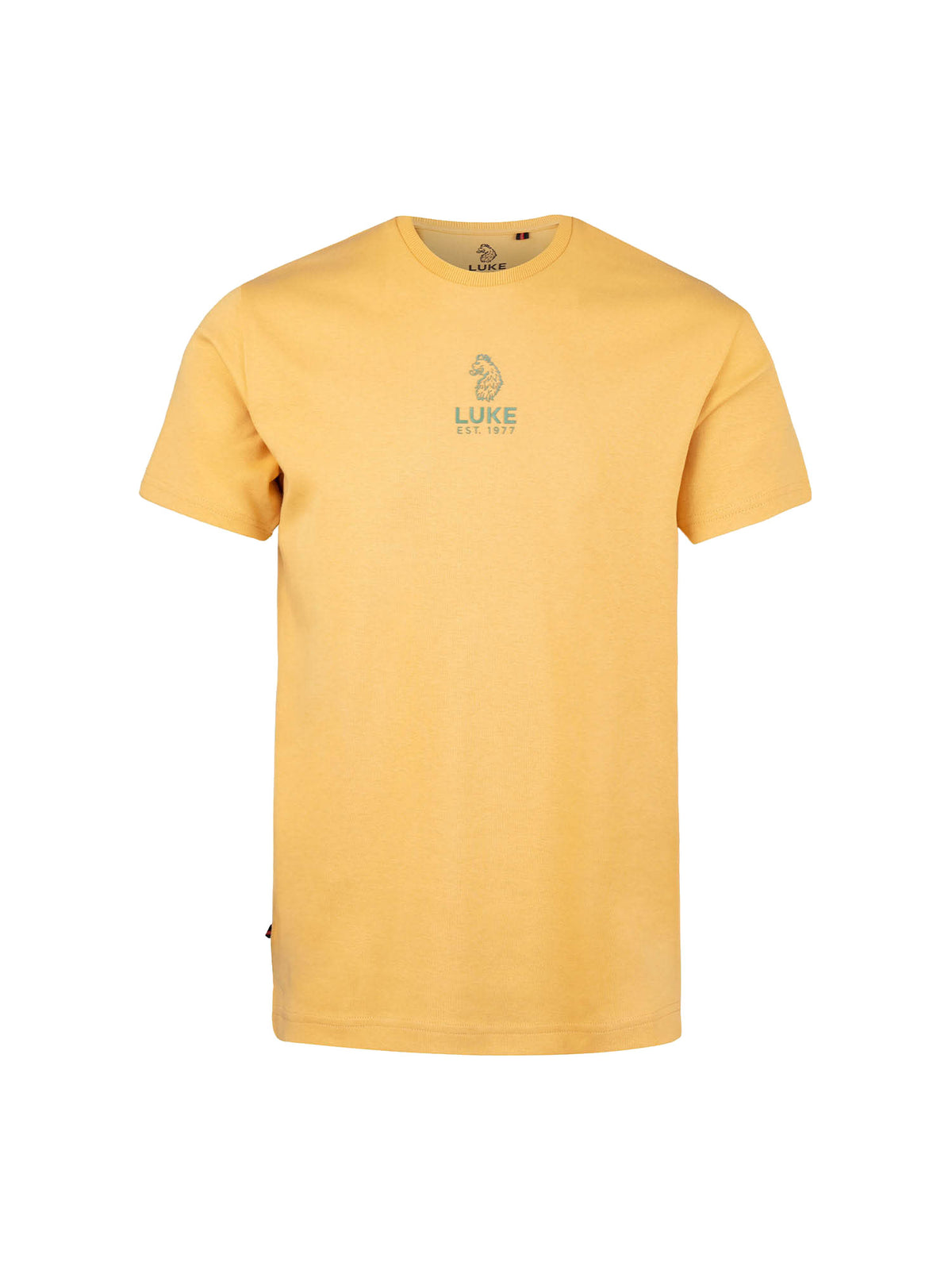 Men's yellow t-shirt with crew neck and short sleeves.