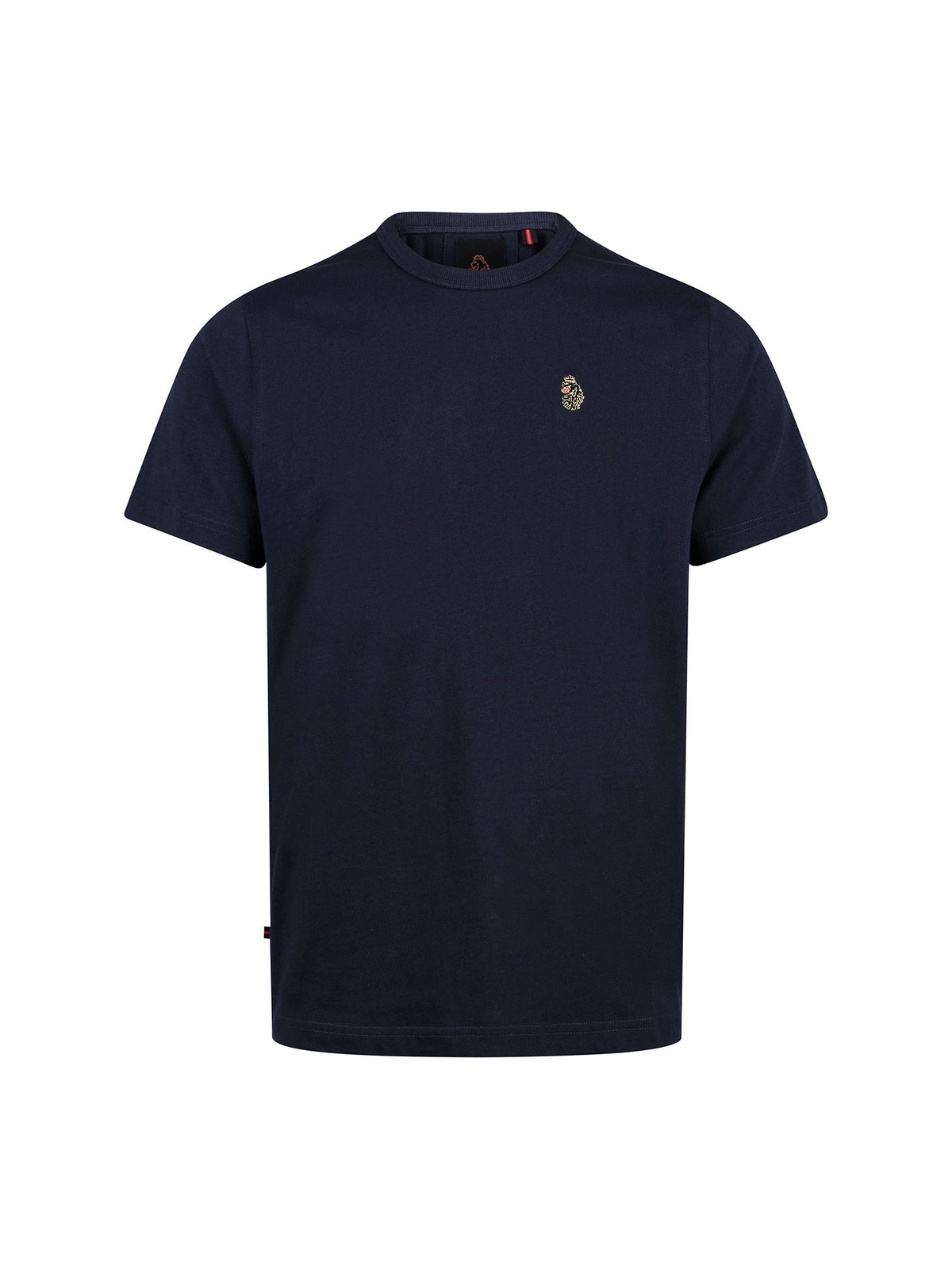 Men's navy t-shirt with crew neck and short sleeves, front view