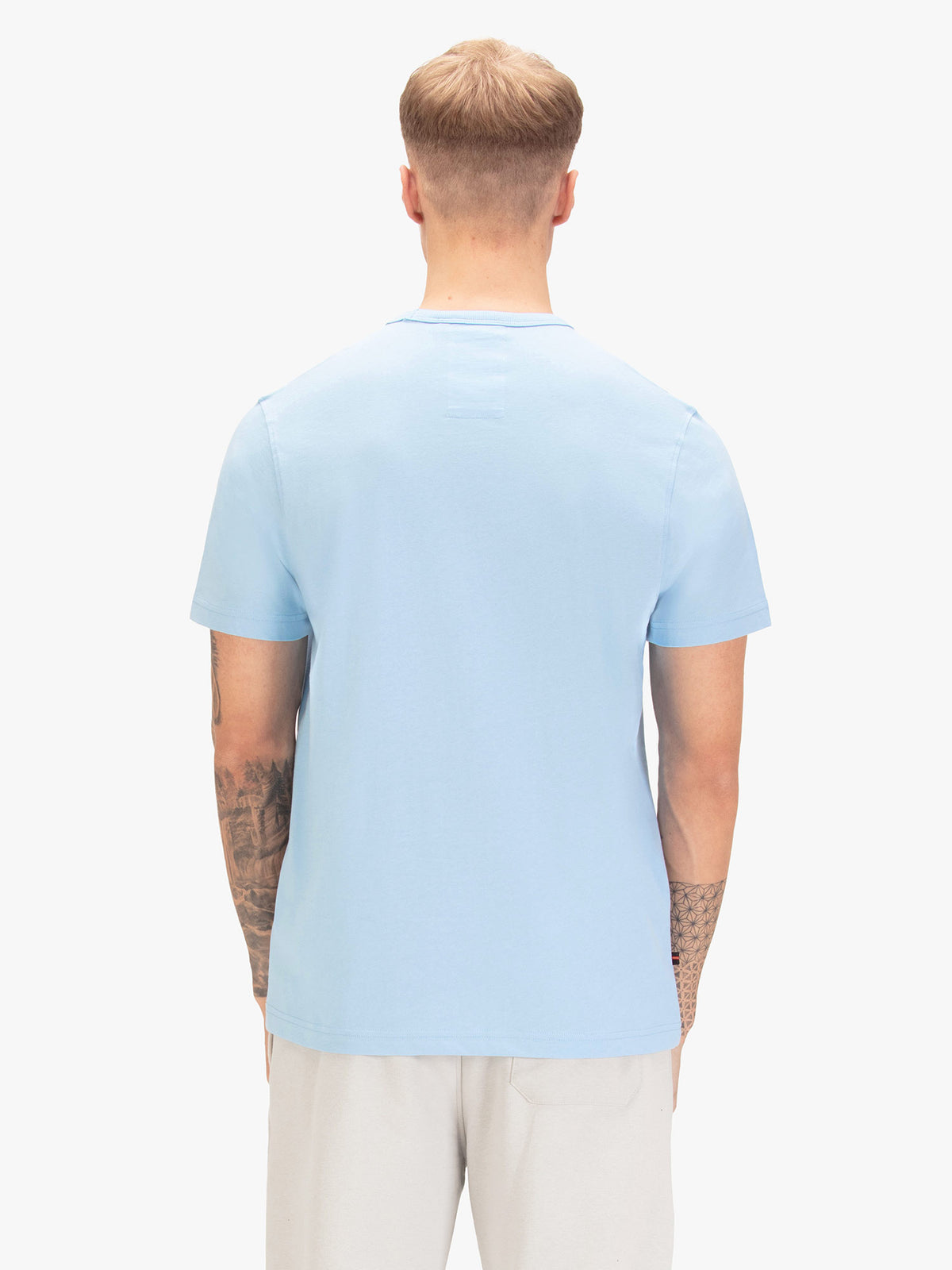 Men's blue-1 t-shirt with crew neck and short sleeves, detail view 1