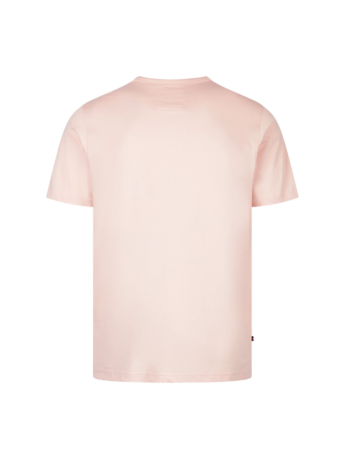 Men's pink t-shirt with crew neck and short sleeves, side view