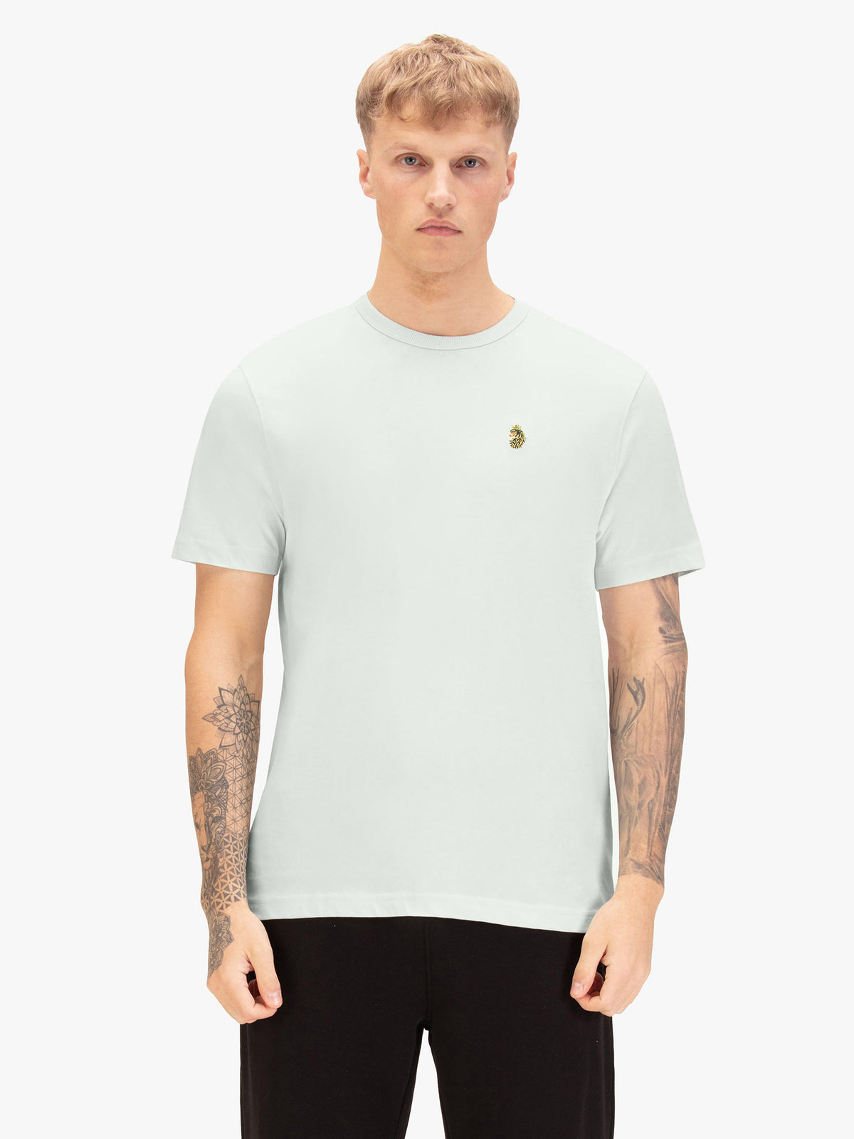 Men's green t-shirt with crew neck and short sleeves, front view