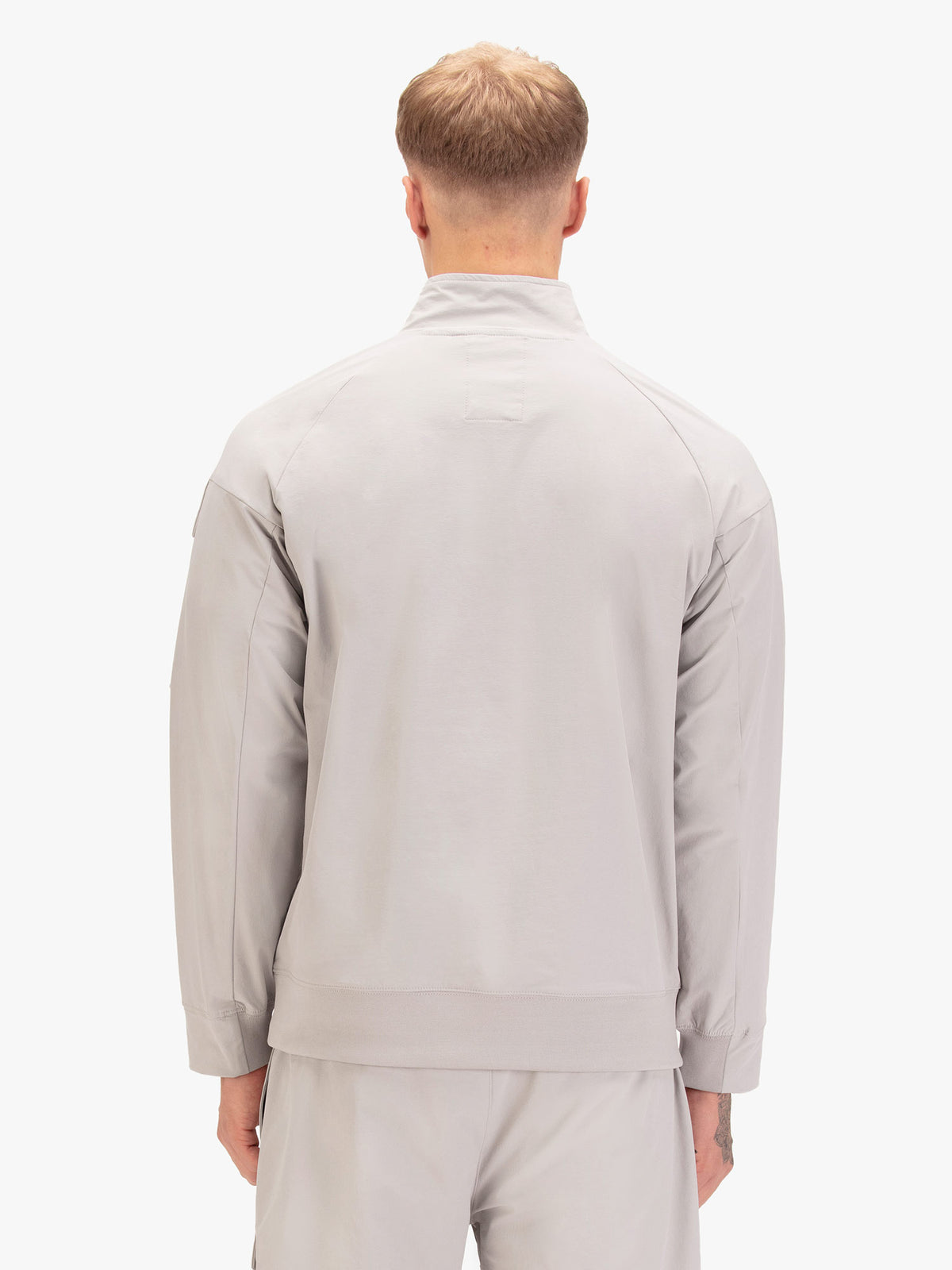 Men's grey sweatshirt with quarter-zip neck, detail view 1