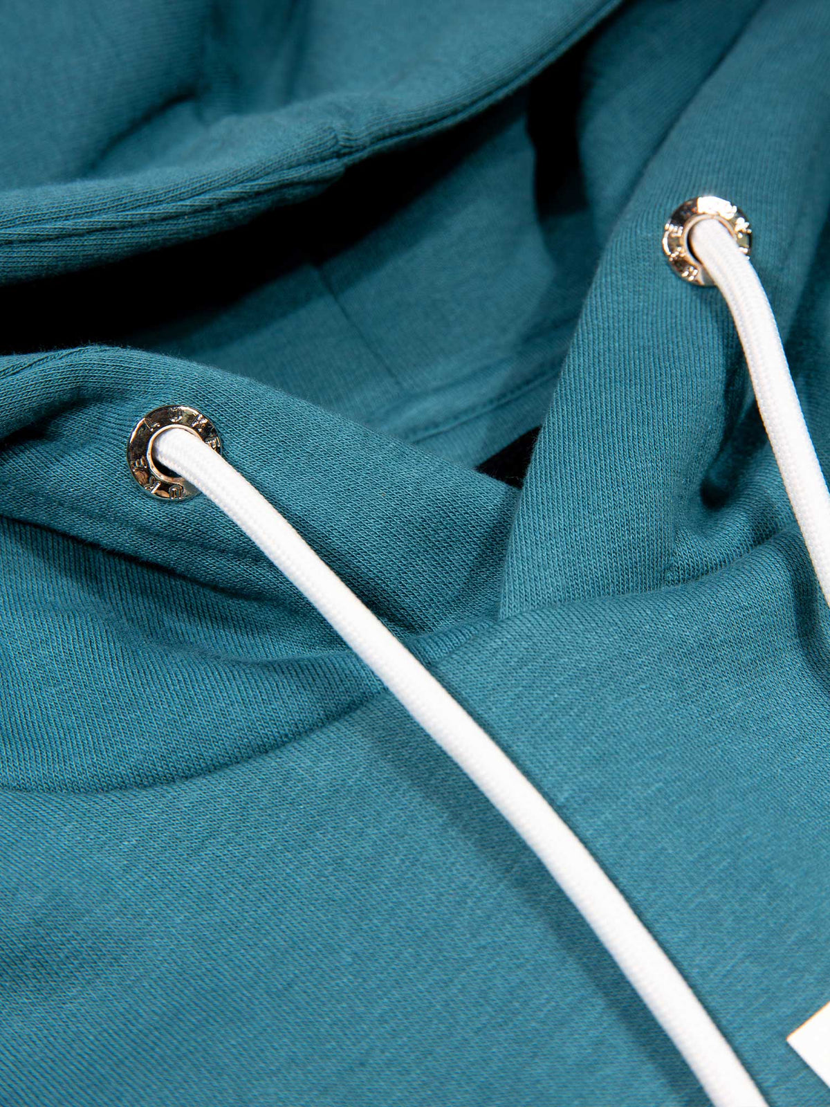 Men's relaxed-fit blue hoodie with front pocket and drawstring hood, detail view 2