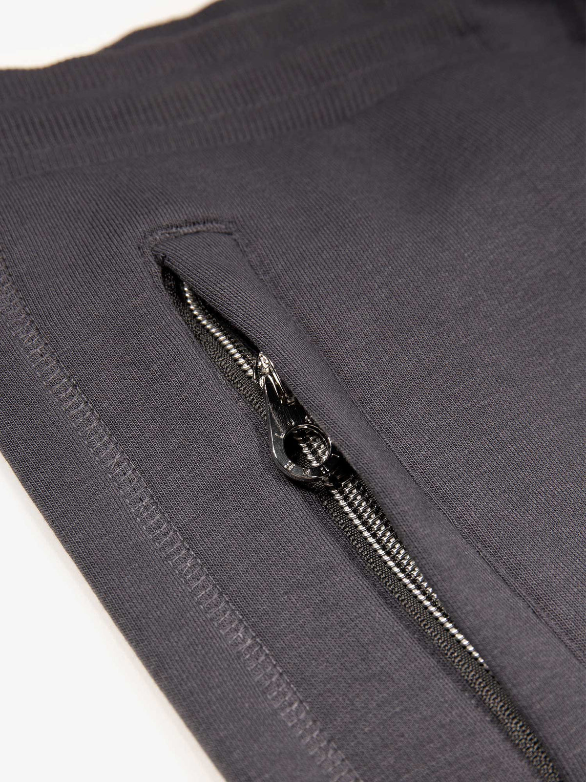 Men's grey shorts with drawstring waistband.