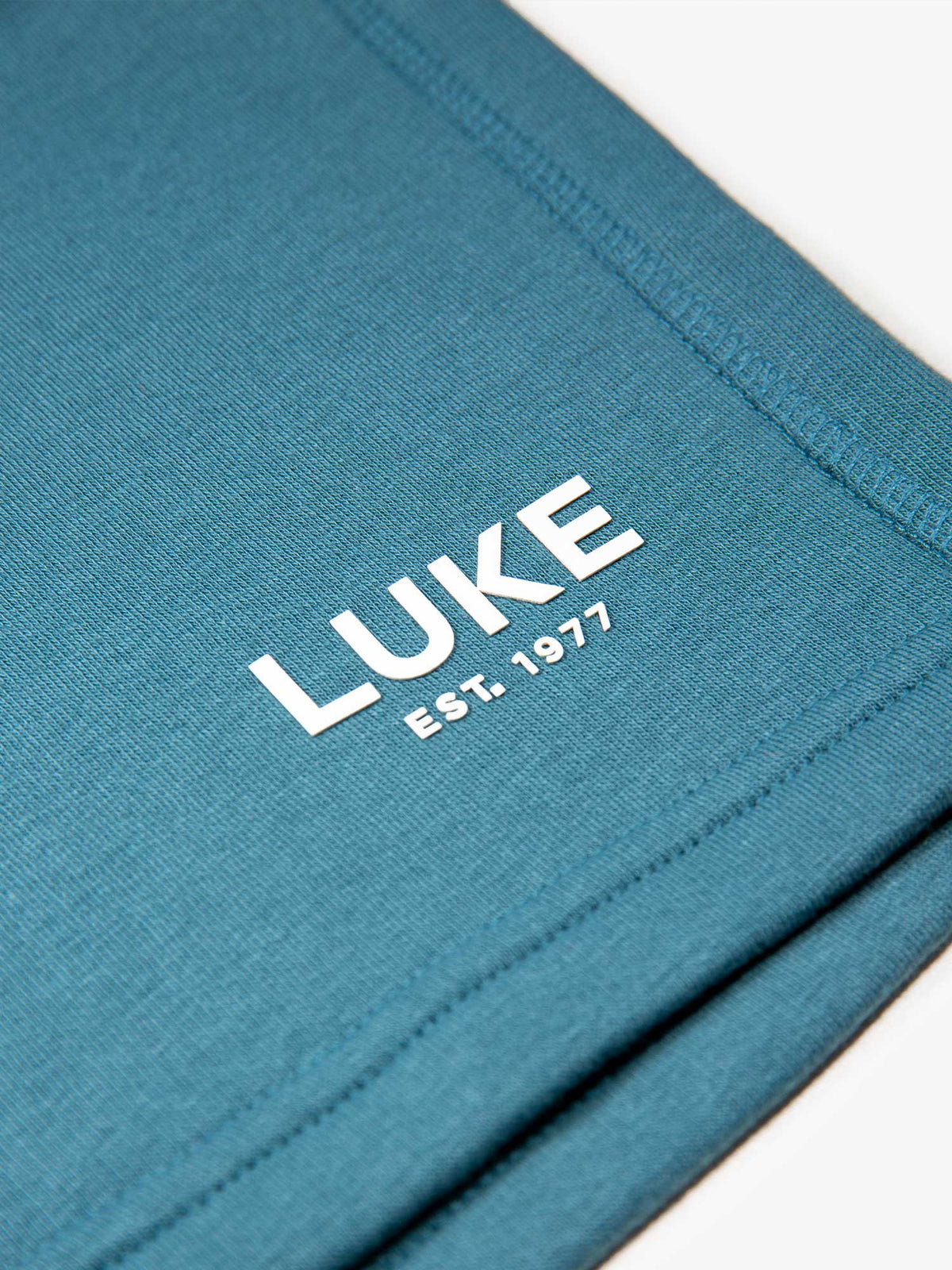 Men's blue shorts with drawstring waistband, detail view 3