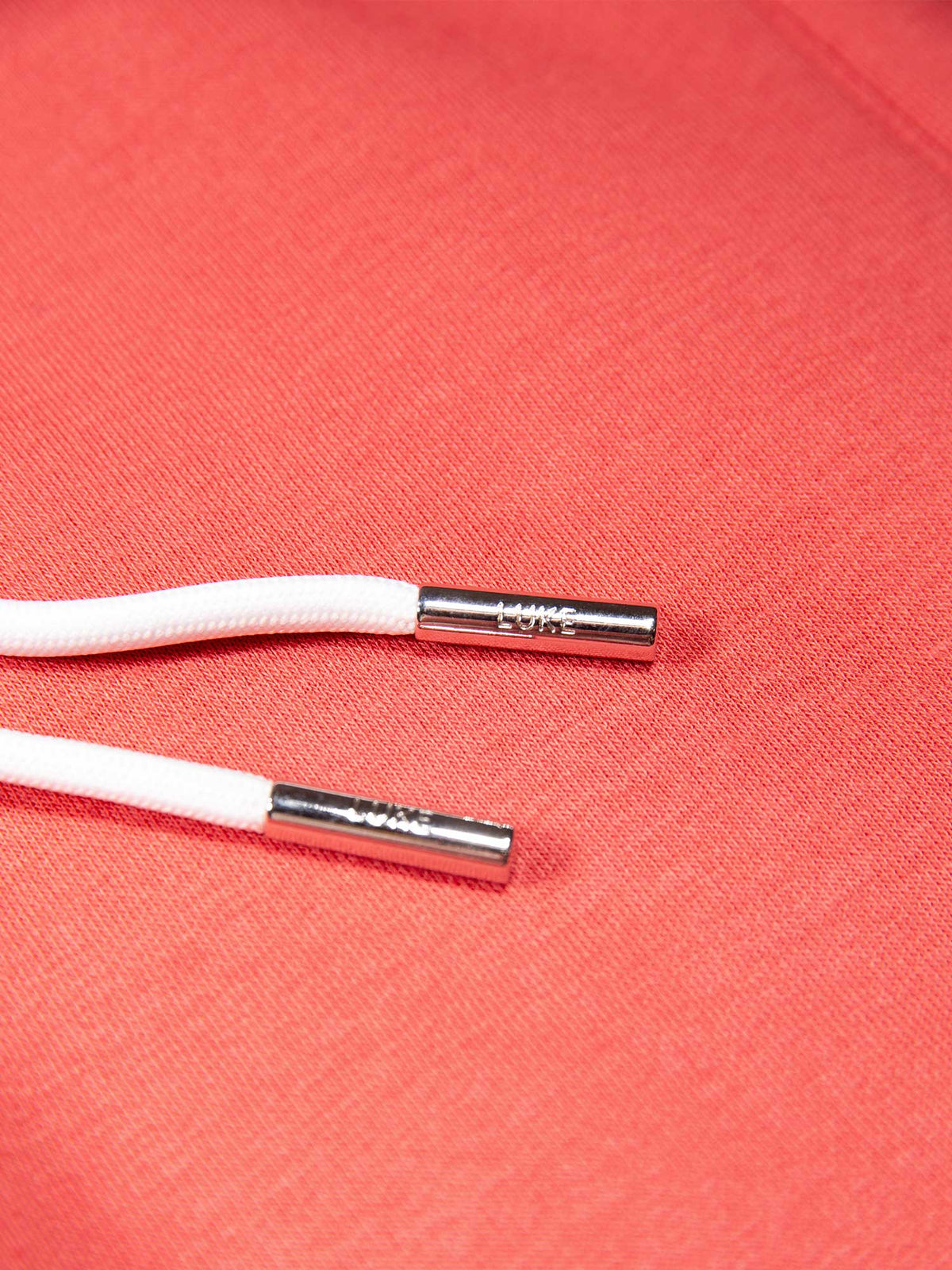 Men's red shorts with drawstring waistband, detail view 2