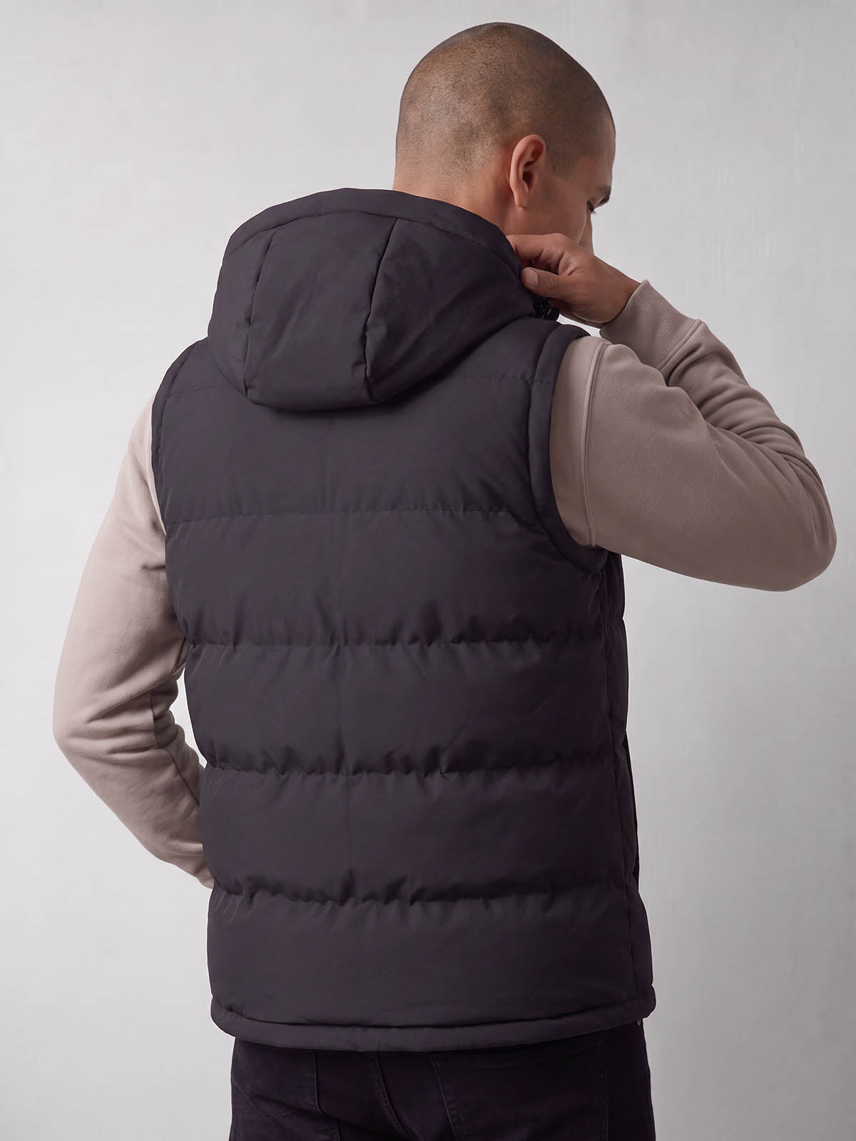 Vienna Quilted Hooded Gilet - Black