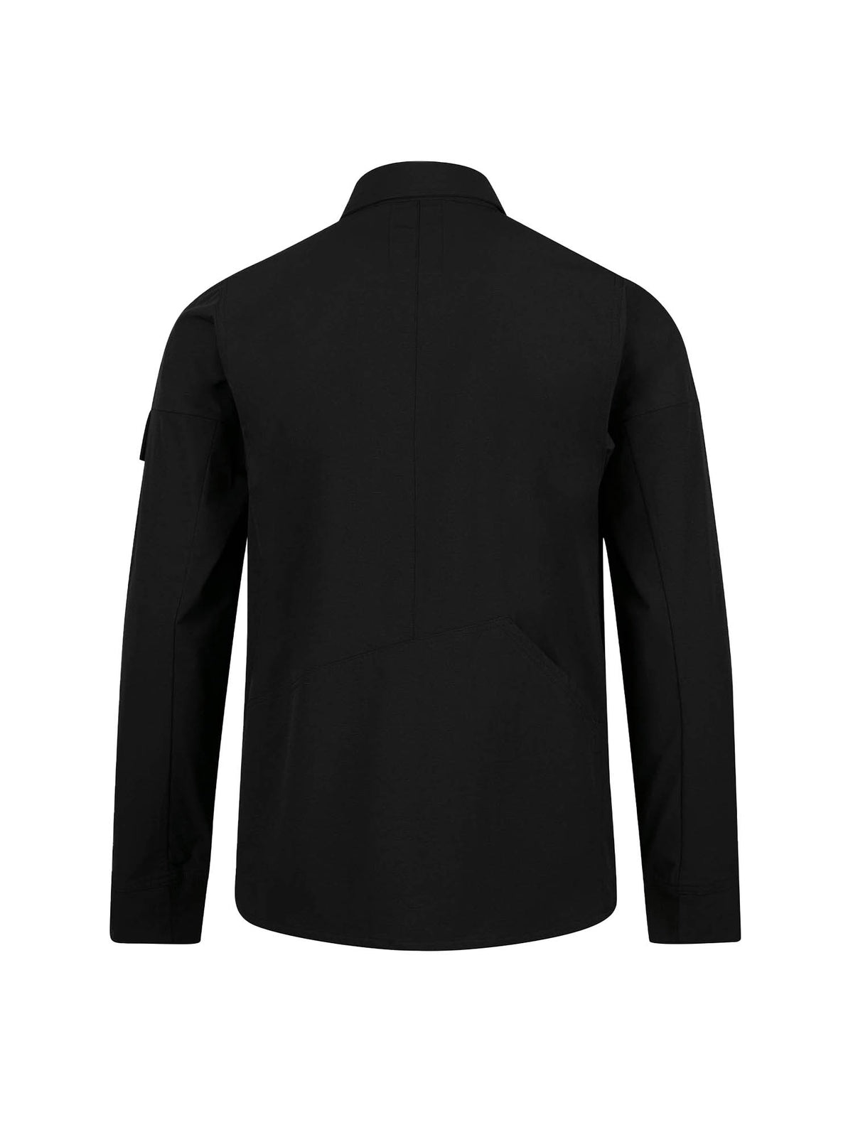 Men's black shirt with button-up front.