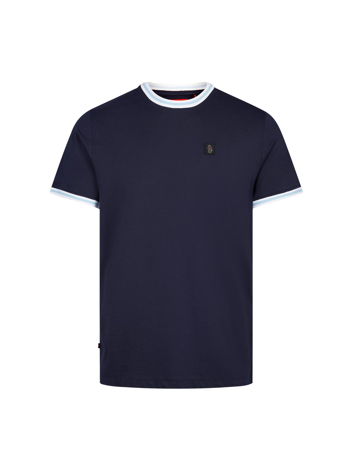 Men's navy t-shirt with crew neck and short sleeves, front view