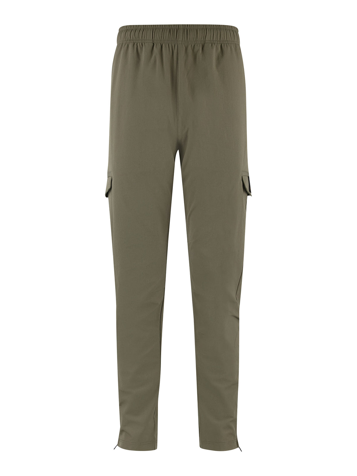 Men's green cargo trousers with cargo pockets.