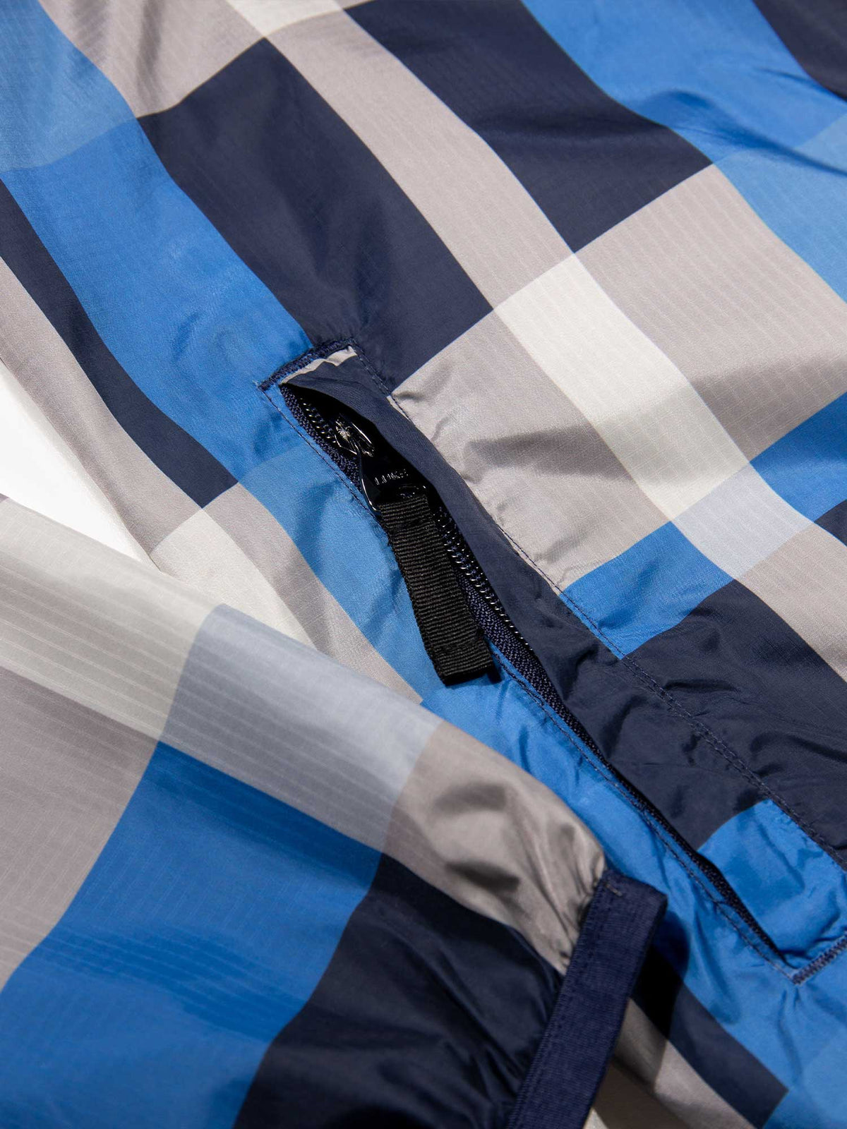 Men's blue jacket with zip-up front, detail view 2