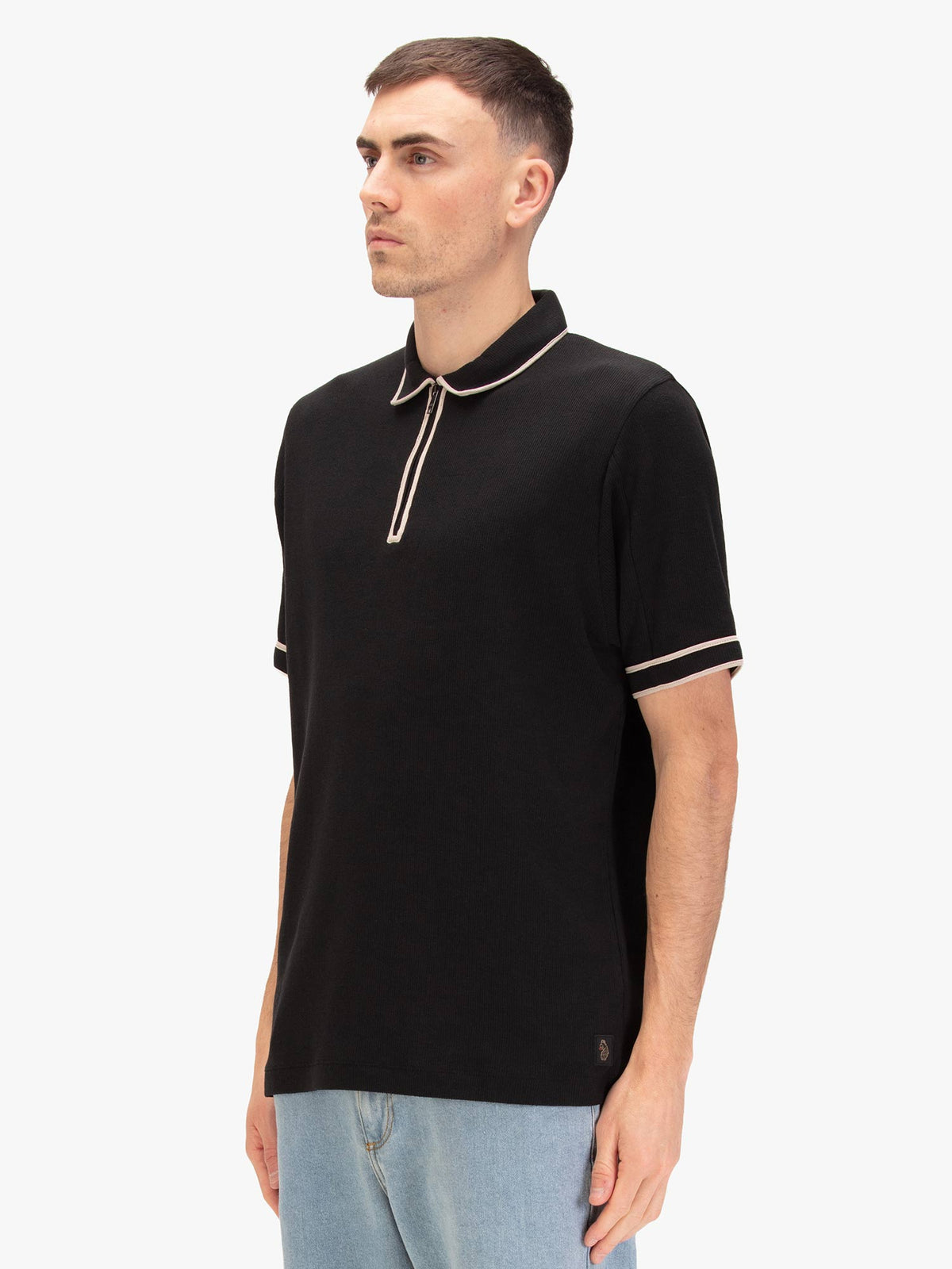 VESUVIUS ZIP NECK WAFFLE POLO