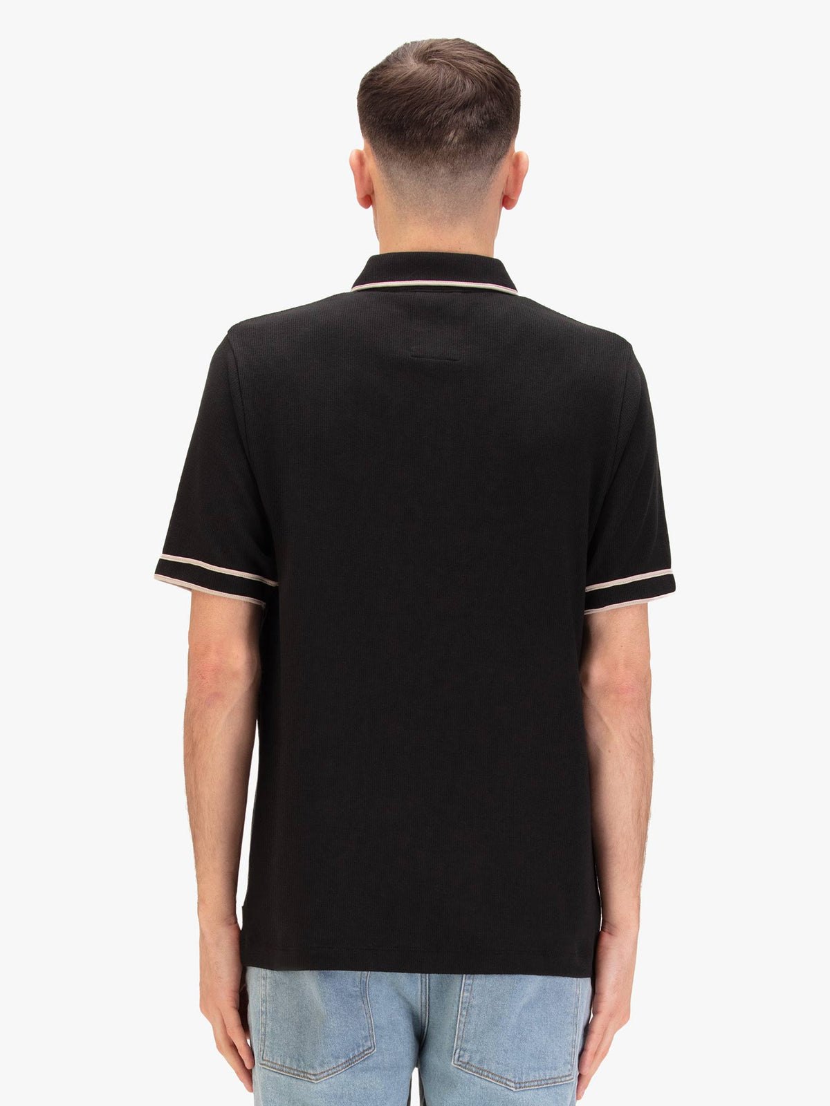 VESUVIUS ZIP NECK WAFFLE POLO