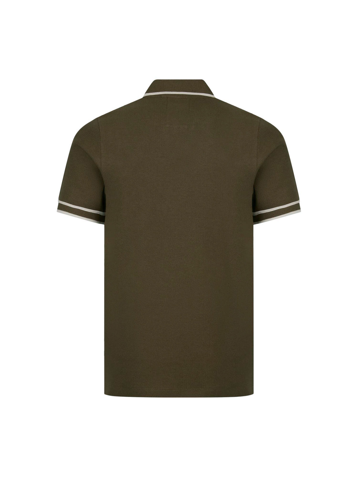 Men's green polo shirt with polo collar, back view