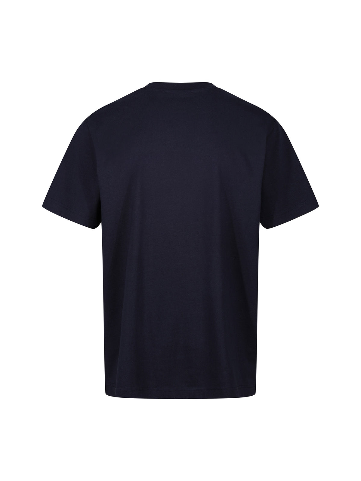 Men's relaxed-fit navy t-shirt with crew neck and short sleeves, side view